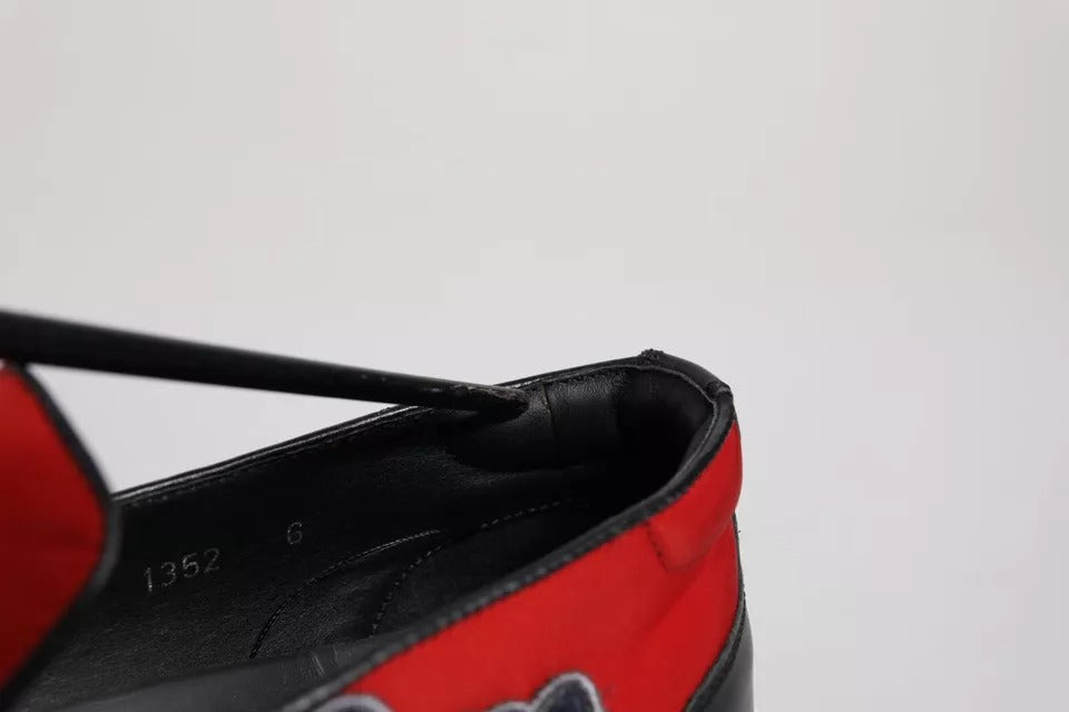 Dolce & Gabbana Red Leather Nylon Low Top Men Sneakers Men's Shoes (Pre-Owned)