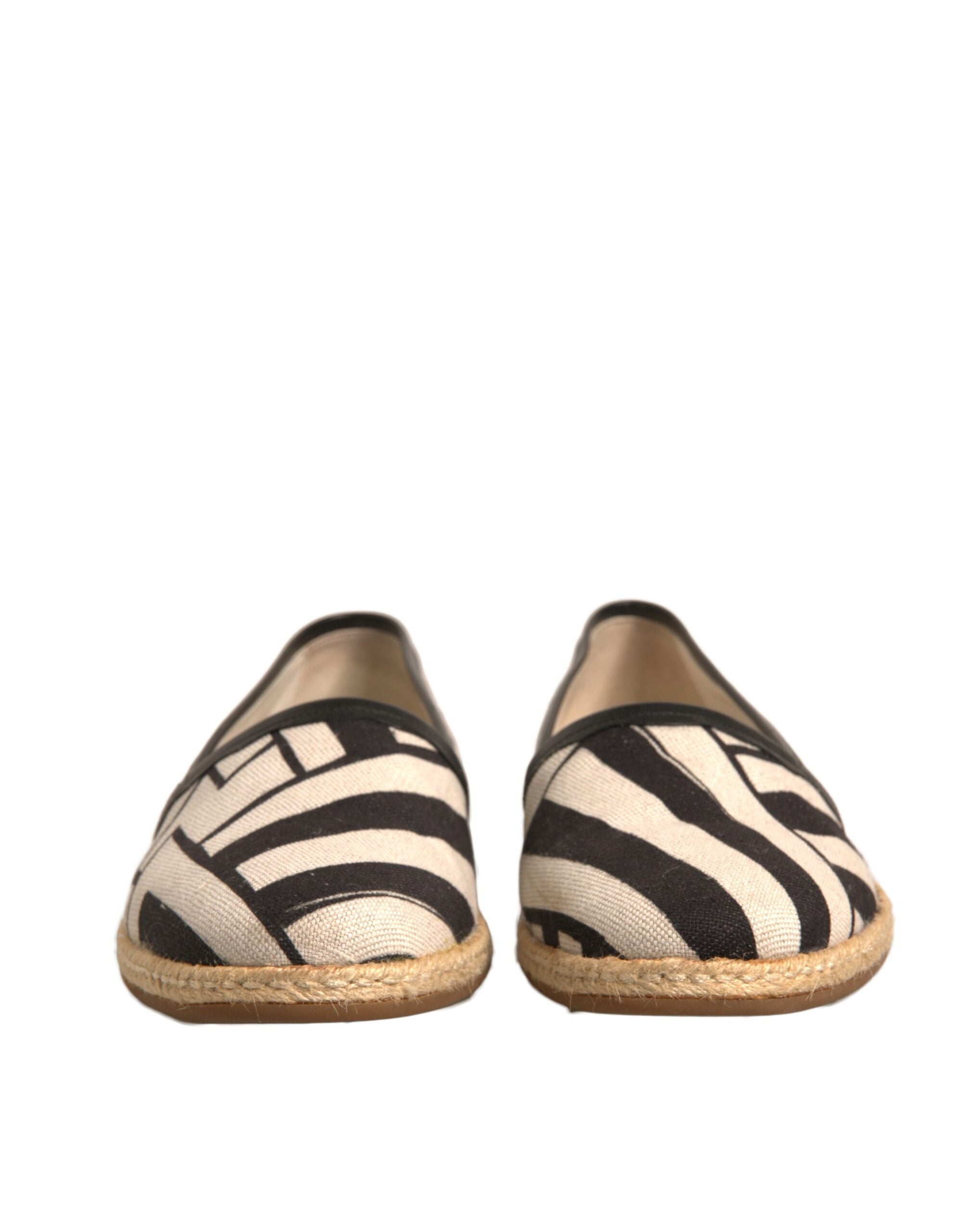 Dolce & Gabbana Black White Stripes Slip On Espadrille Men's Shoes (Pre-Owned)