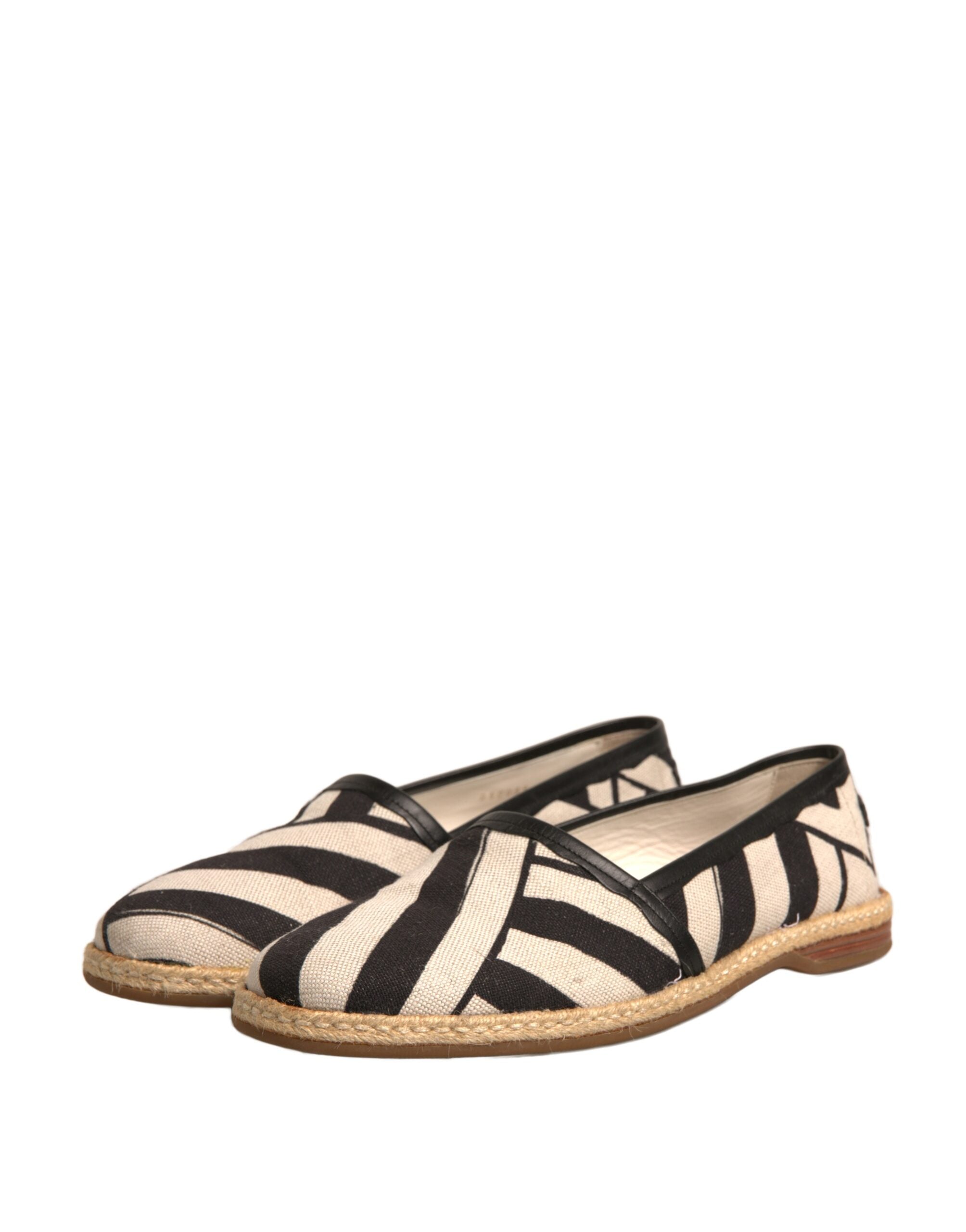 Dolce & Gabbana Black White Stripes Slip On Espadrille Men's Shoes (Pre-Owned)