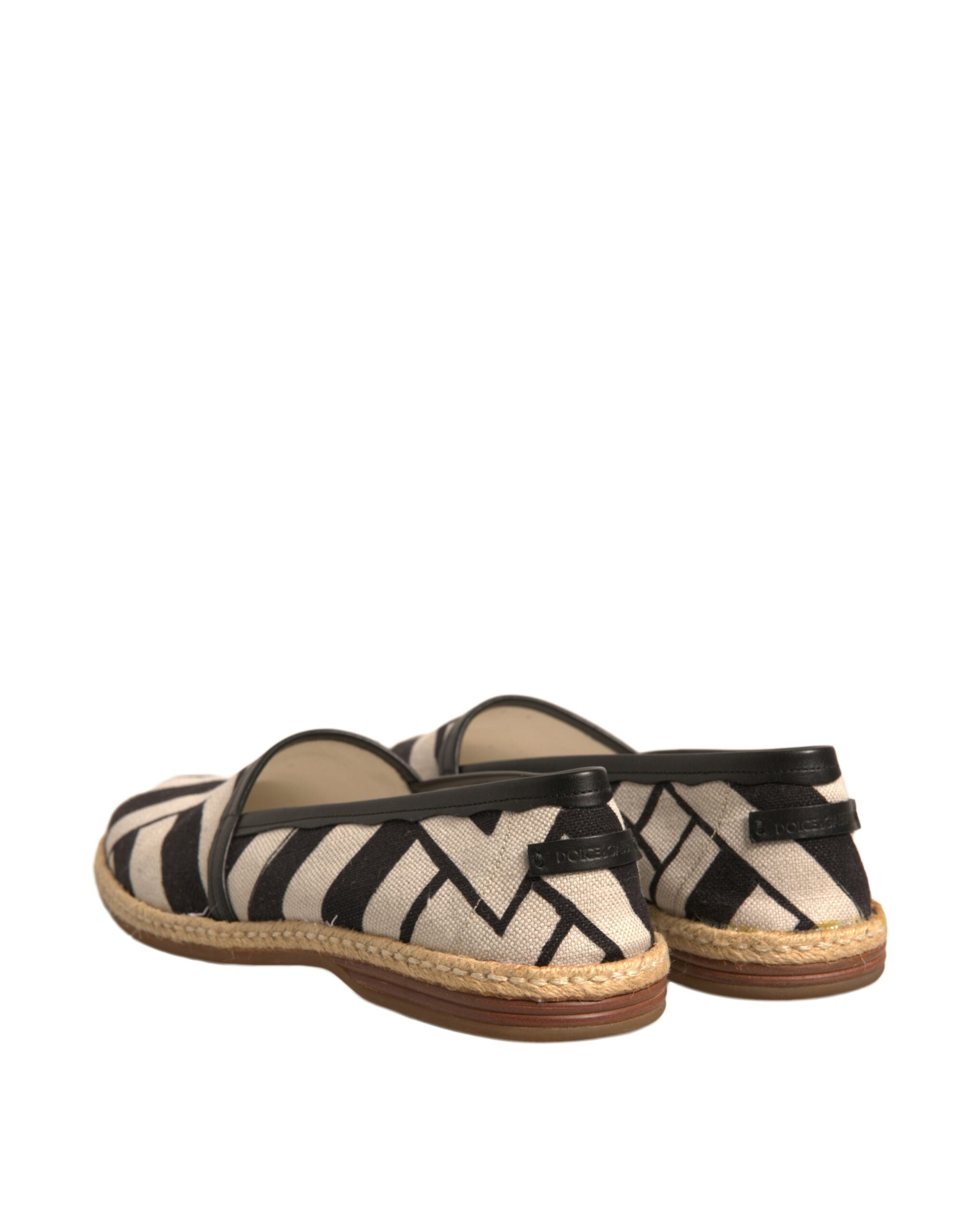 Dolce & Gabbana Black White Stripes Slip On Espadrille Men's Shoes (Pre-Owned)