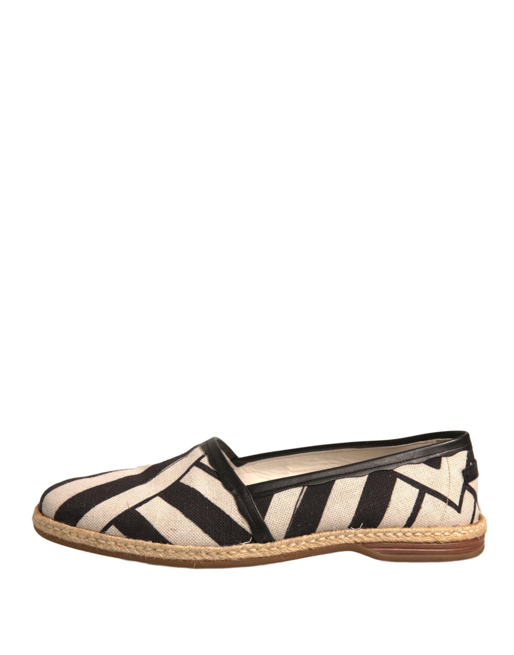 Dolce & Gabbana Black White Stripes Slip On Espadrille Men's Shoes (Pre-Owned)