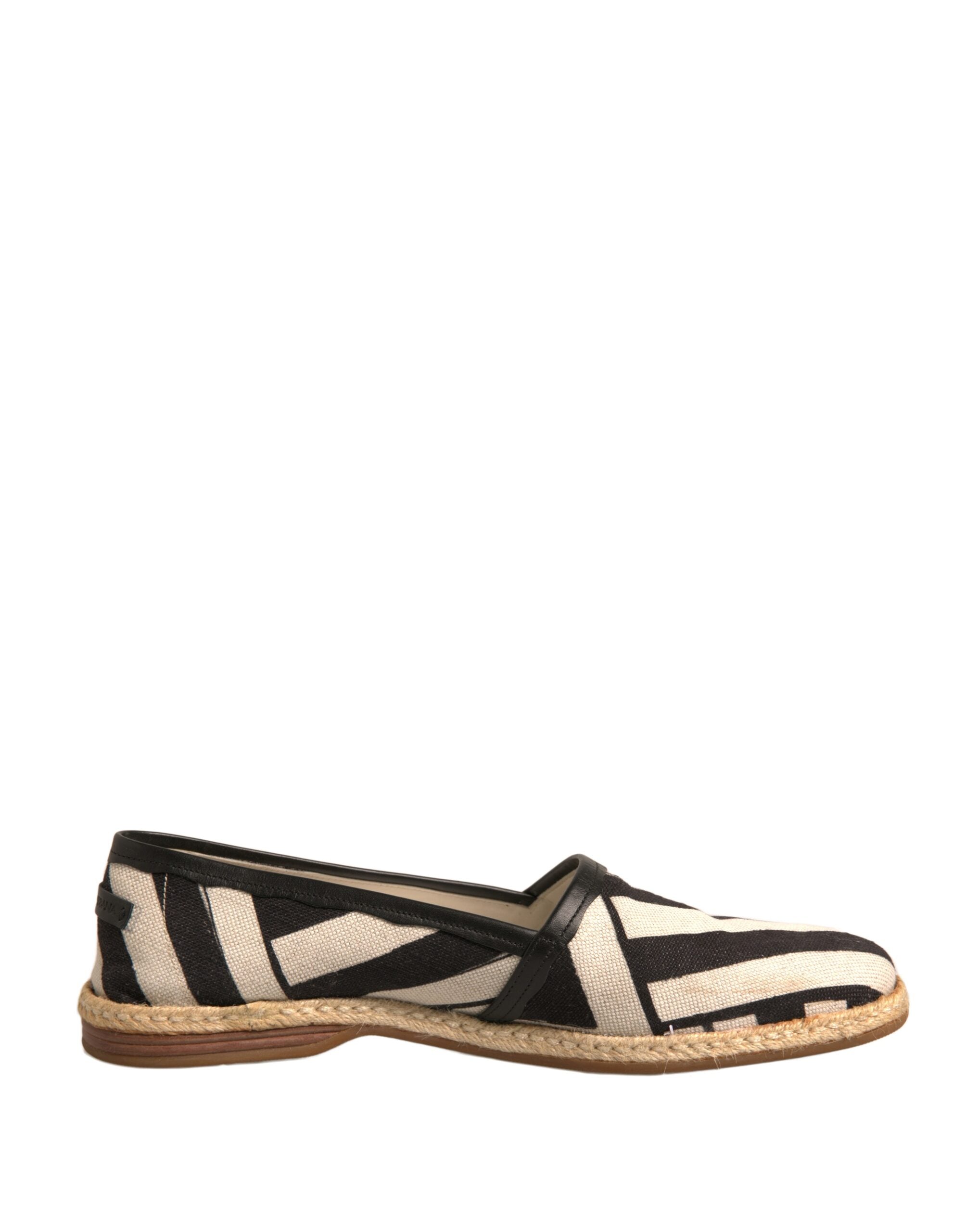 Dolce & Gabbana Black White Stripes Slip On Espadrille Men's Shoes (Pre-Owned)