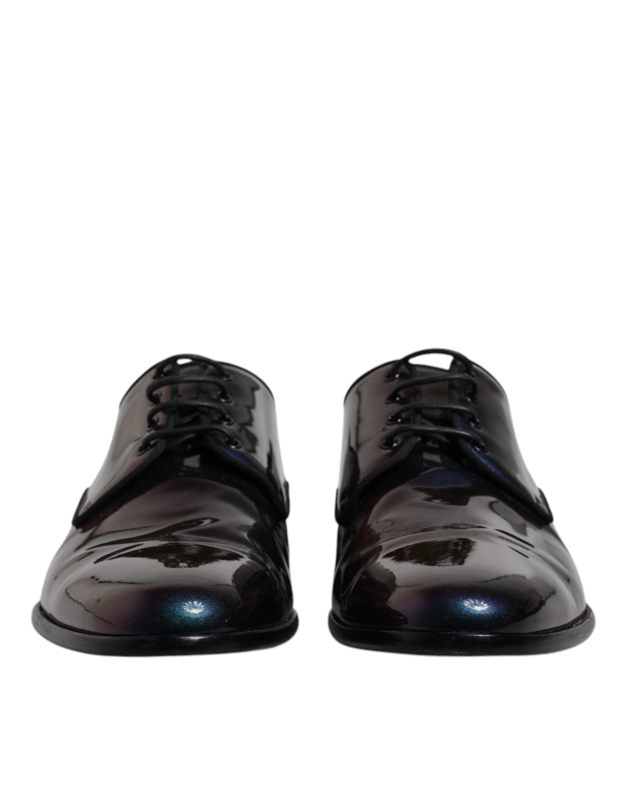 Dolce & Gabbana Multicolor Peacock Patent Leather Derby Men Dress Men's Shoes (Pre-Owned)