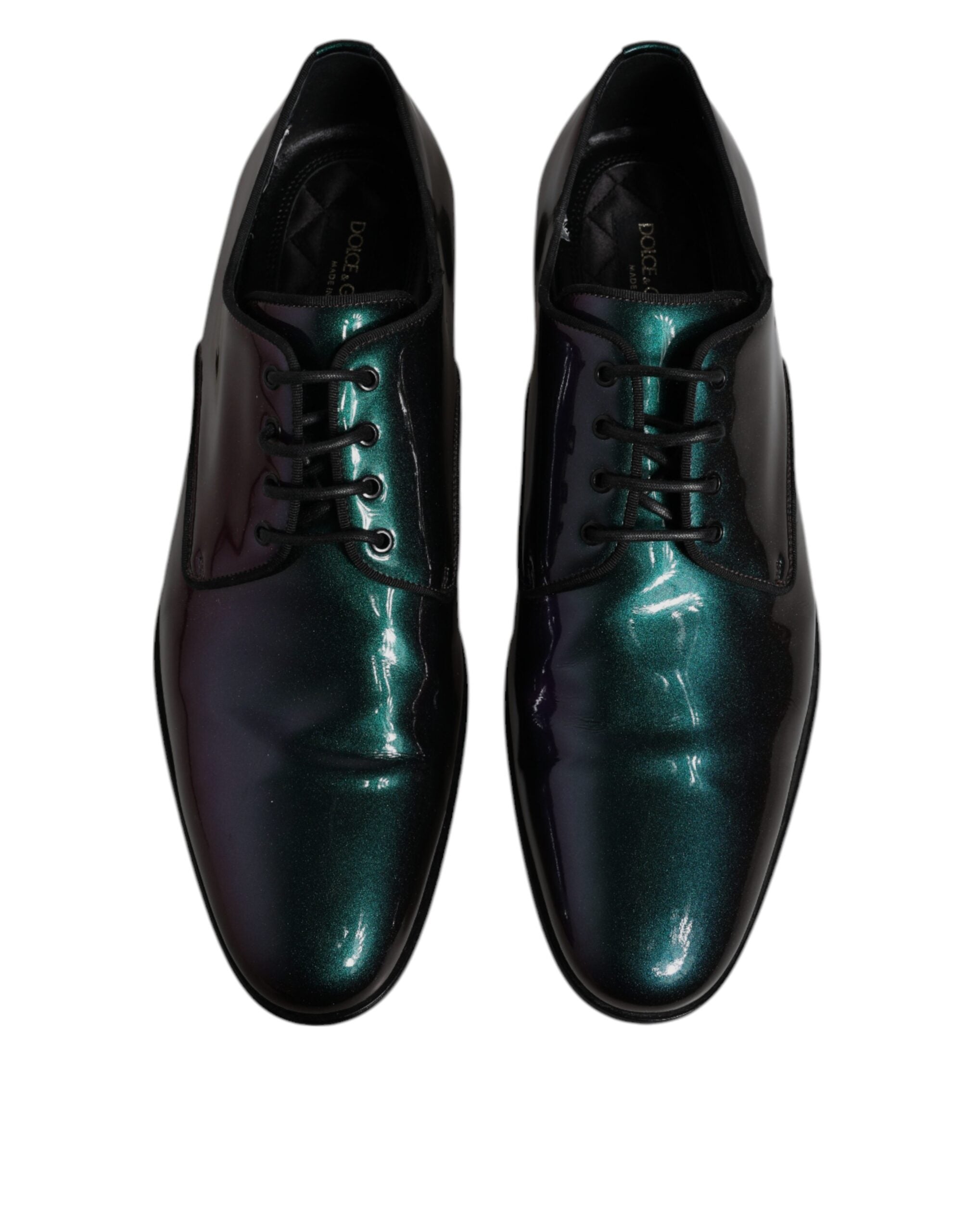 Dolce & Gabbana Multicolor Peacock Patent Leather Derby Men Dress Men's Shoes (Pre-Owned)