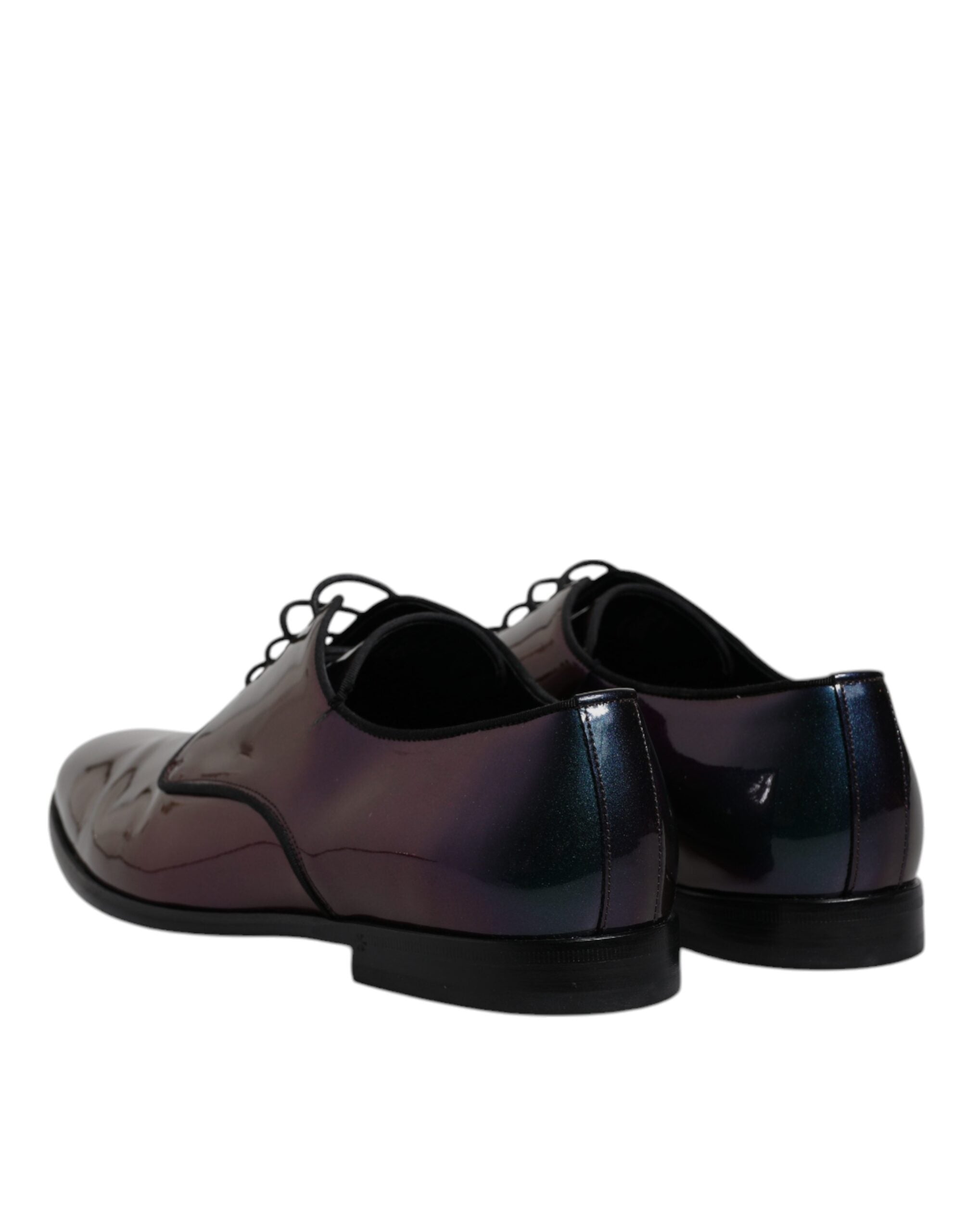 Dolce & Gabbana Multicolor Peacock Patent Leather Derby Men Dress Men's Shoes (Pre-Owned)