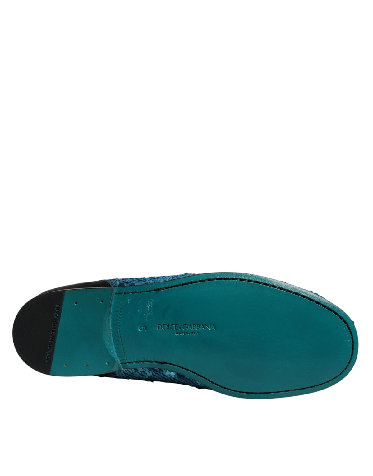 Dolce & Gabbana Blue Sequined Loafers Formal Dress Men's Shoes