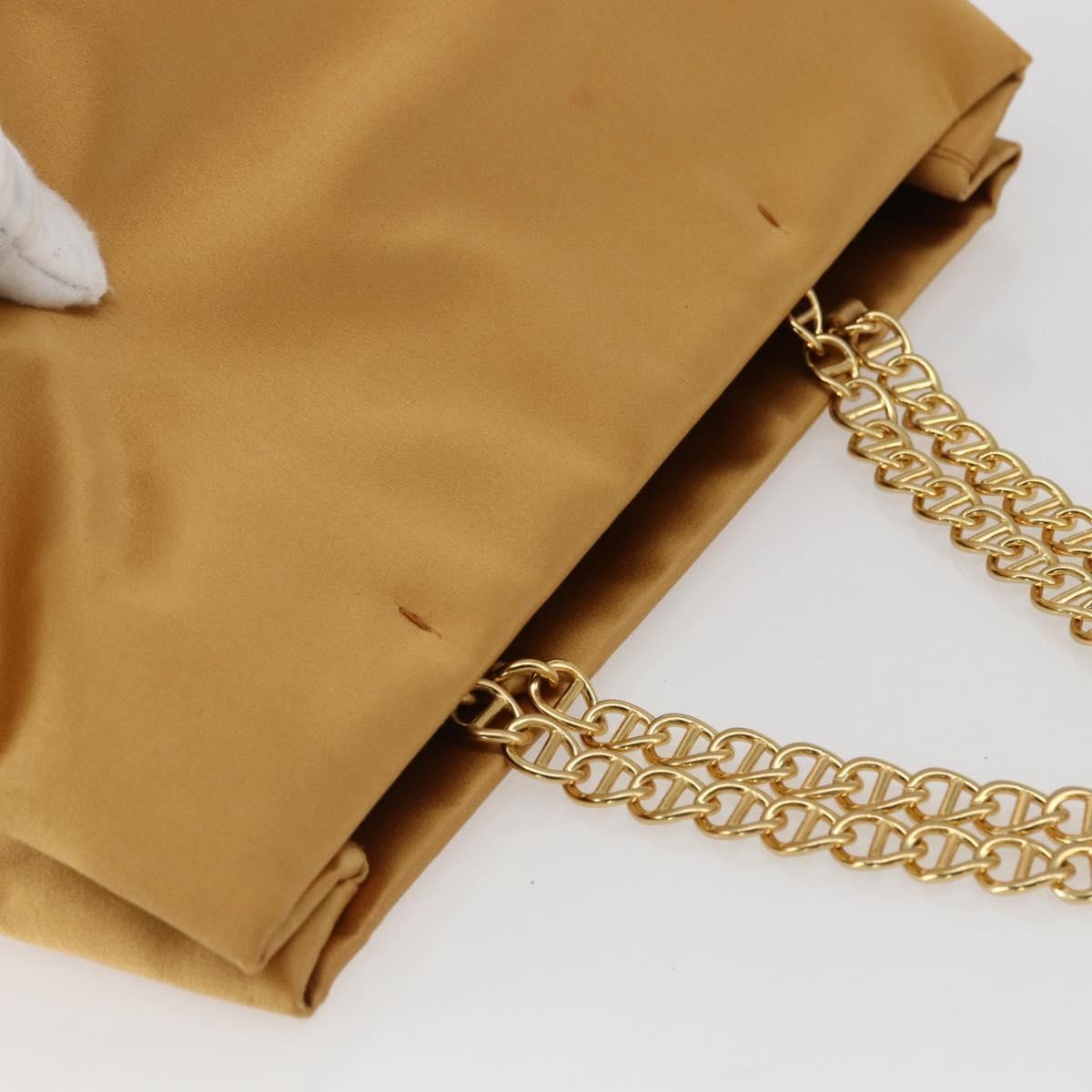 Prada Chain Satin Gold Satin Shoulder Bag Bag (Pre-Owned)