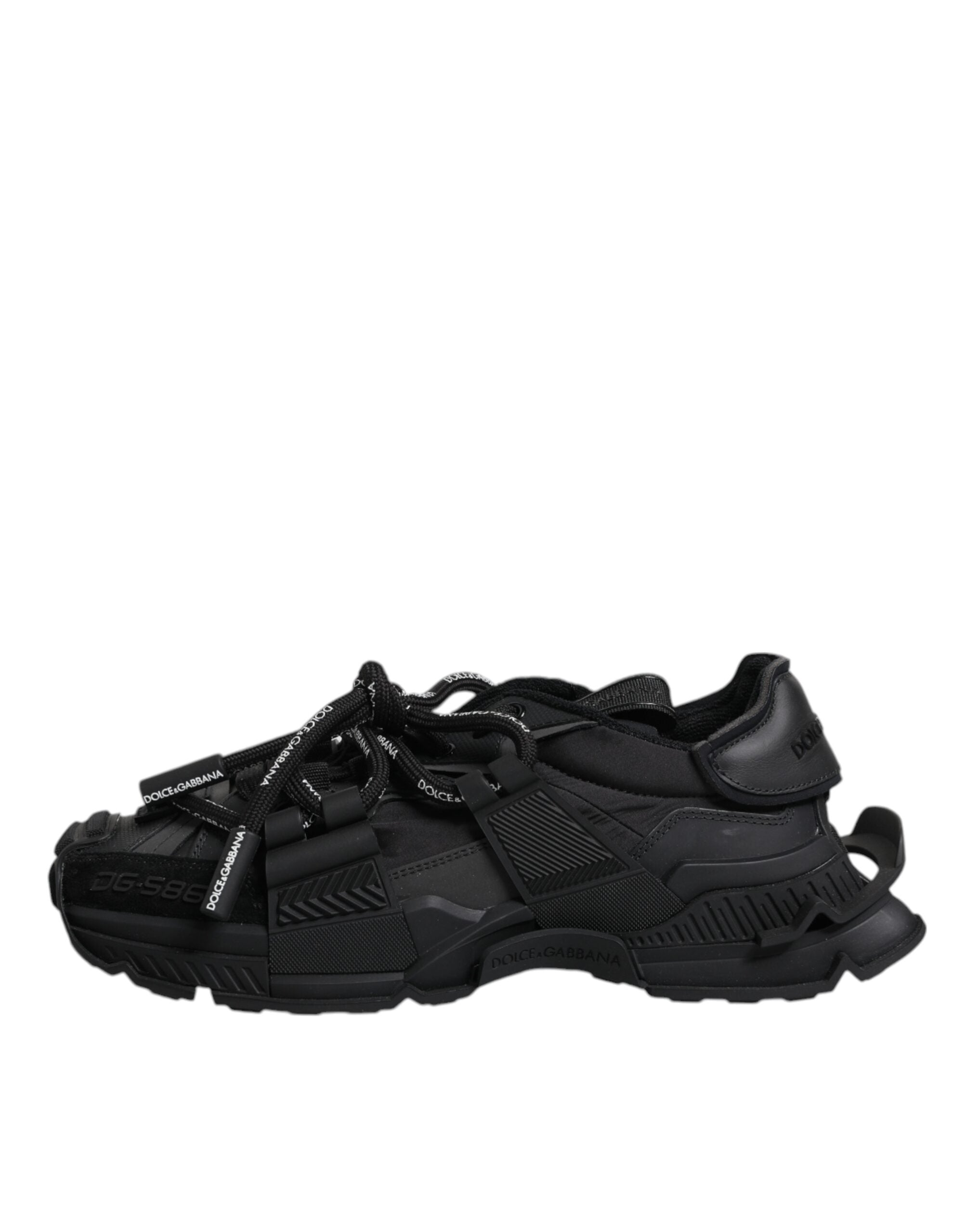 Dolce & Gabbana Black Low Top Space Lace Up Sneakers Men's Shoes
