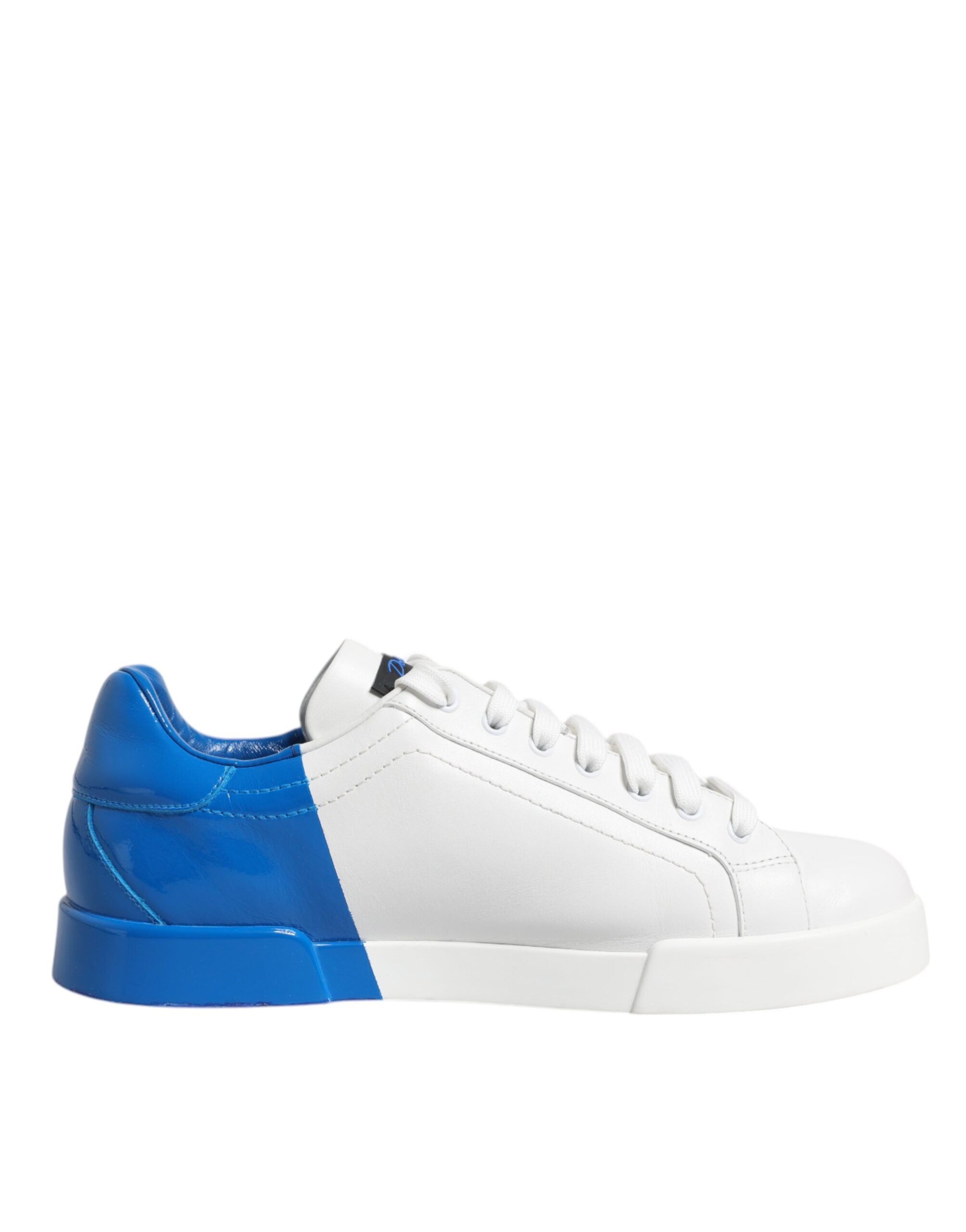 Dolce & Gabbana White Blue Portofino Leather Sneakers Men's Shoes (Pre-Owned)