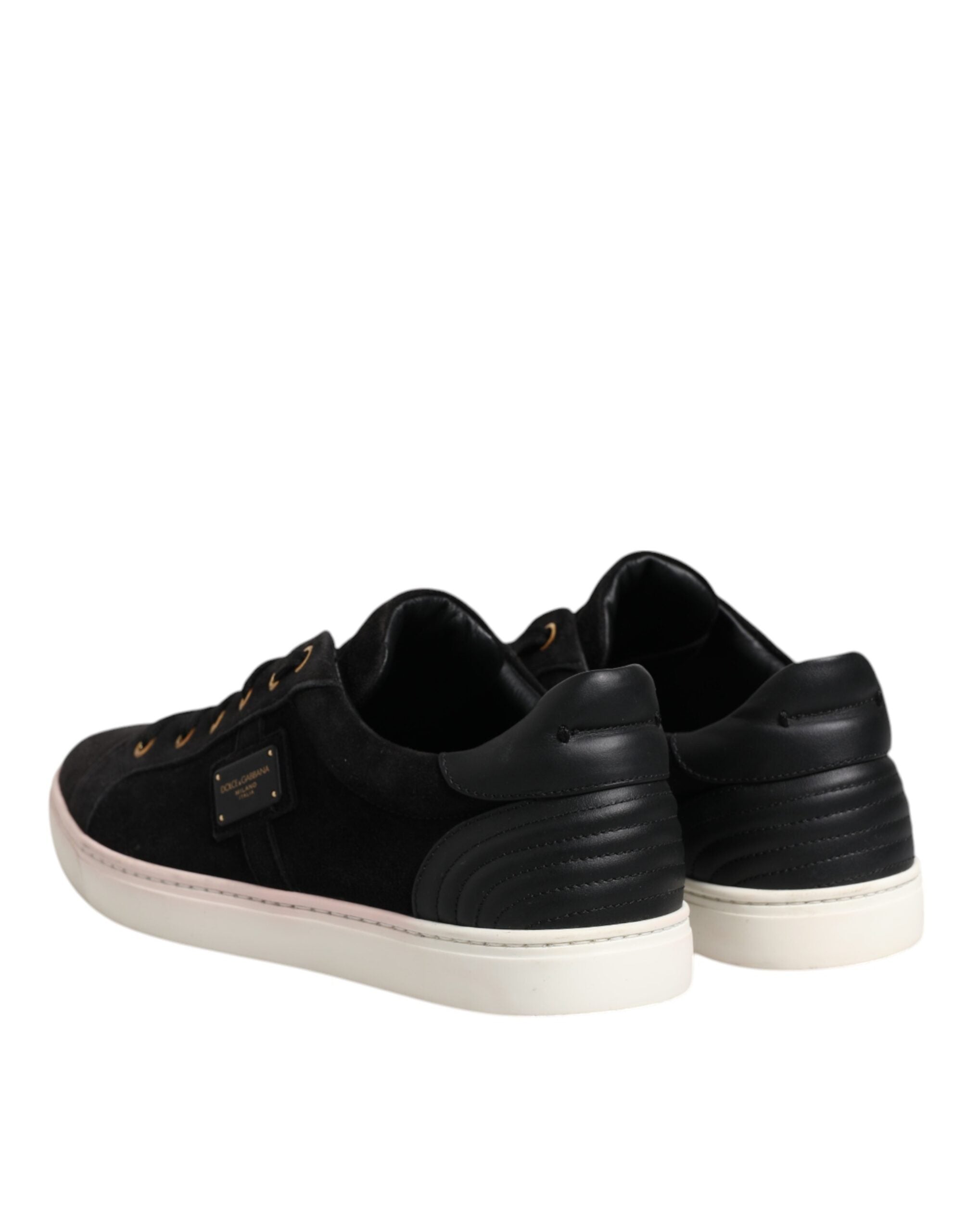 Dolce & Gabbana Black Logo Suede Leather Men Sneakers Men's Shoes (Pre-Owned)