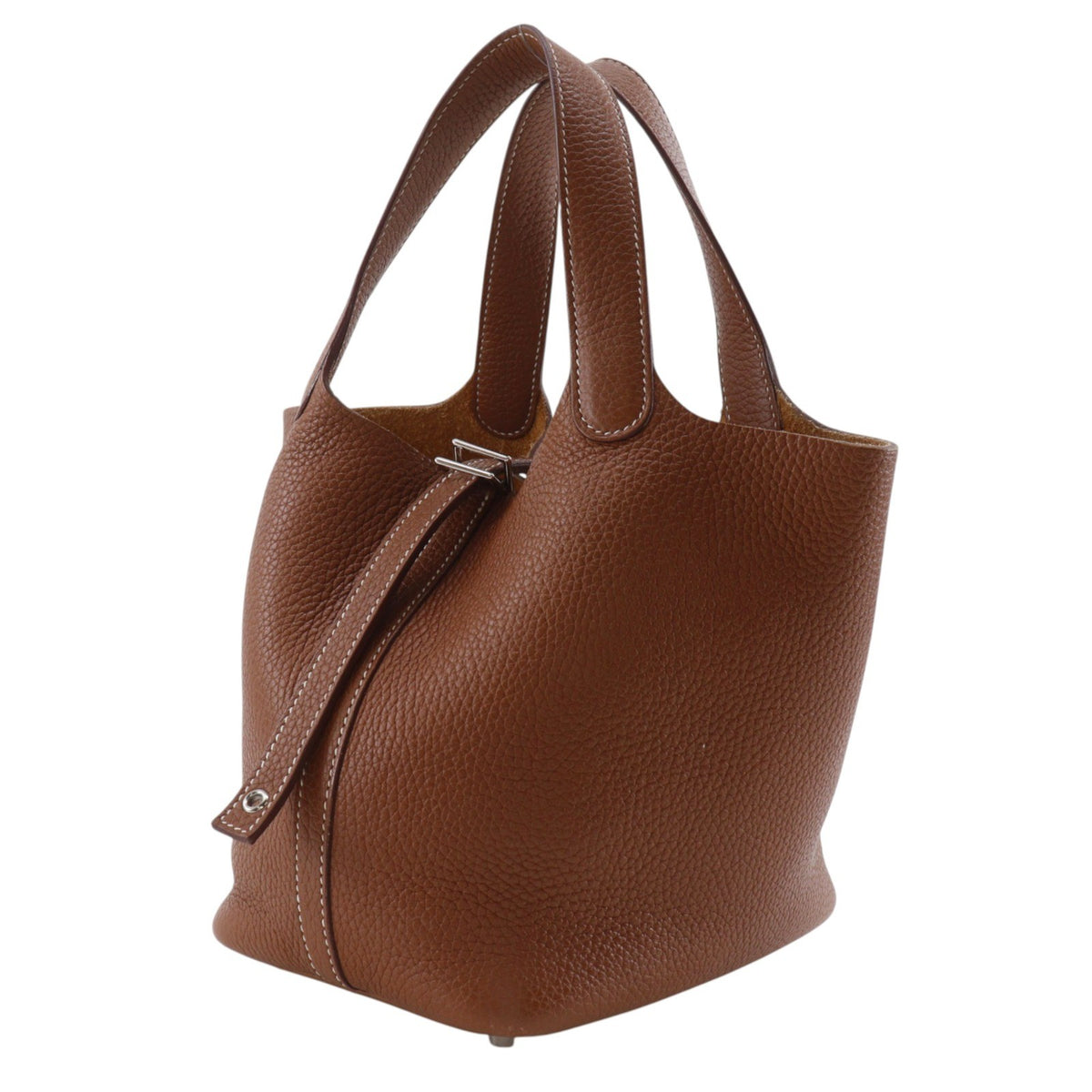 Hermes Picotin Clemence Brown Leather Handbag (Pre-Owned)