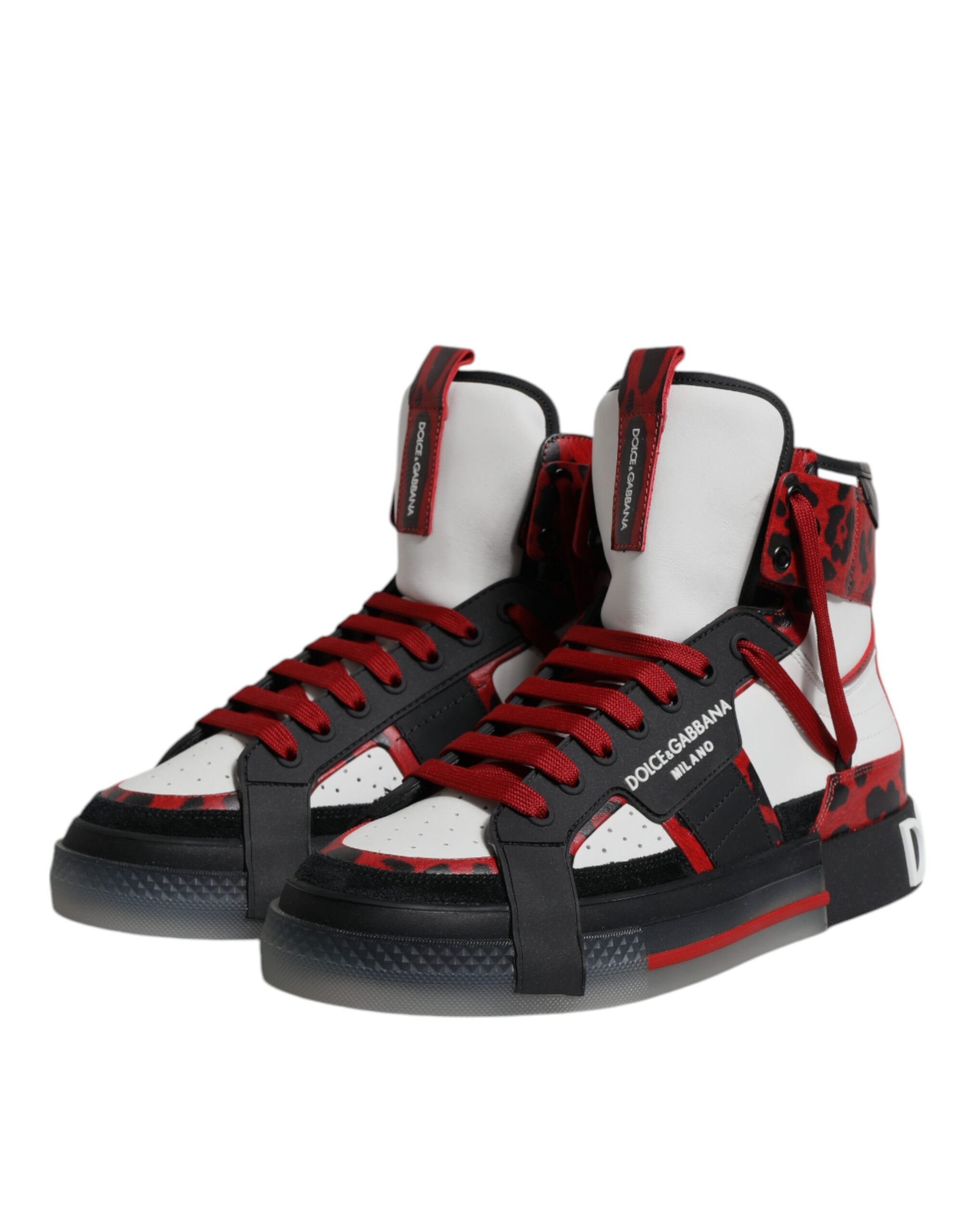 Dolce & Gabbana Multicolor Leather High Top Sneakers Men's Shoes