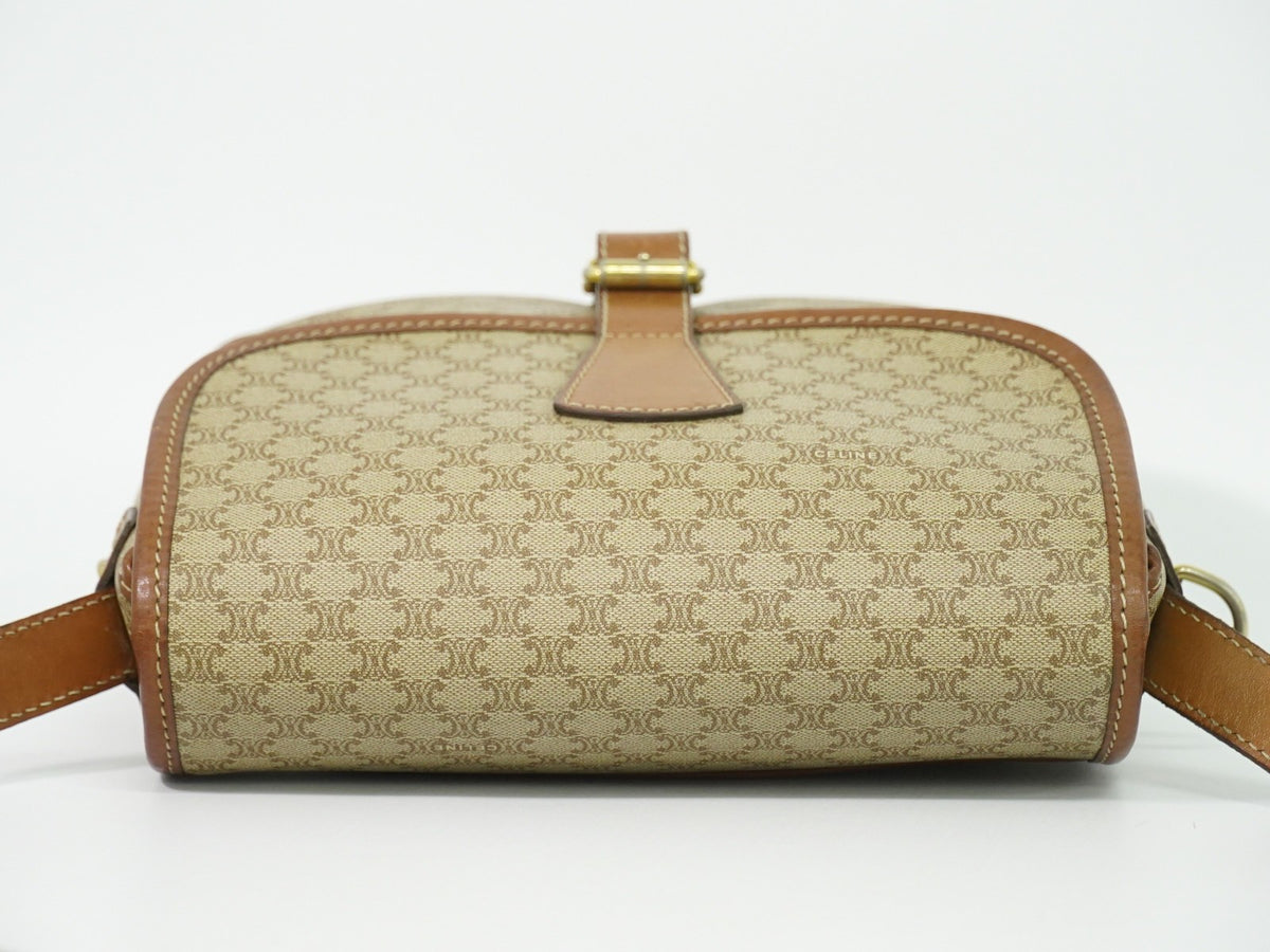 Celine Vintage Macadam Canvas And Leather Beige Canvas Shoulder Bag Bag (Pre-Owned)