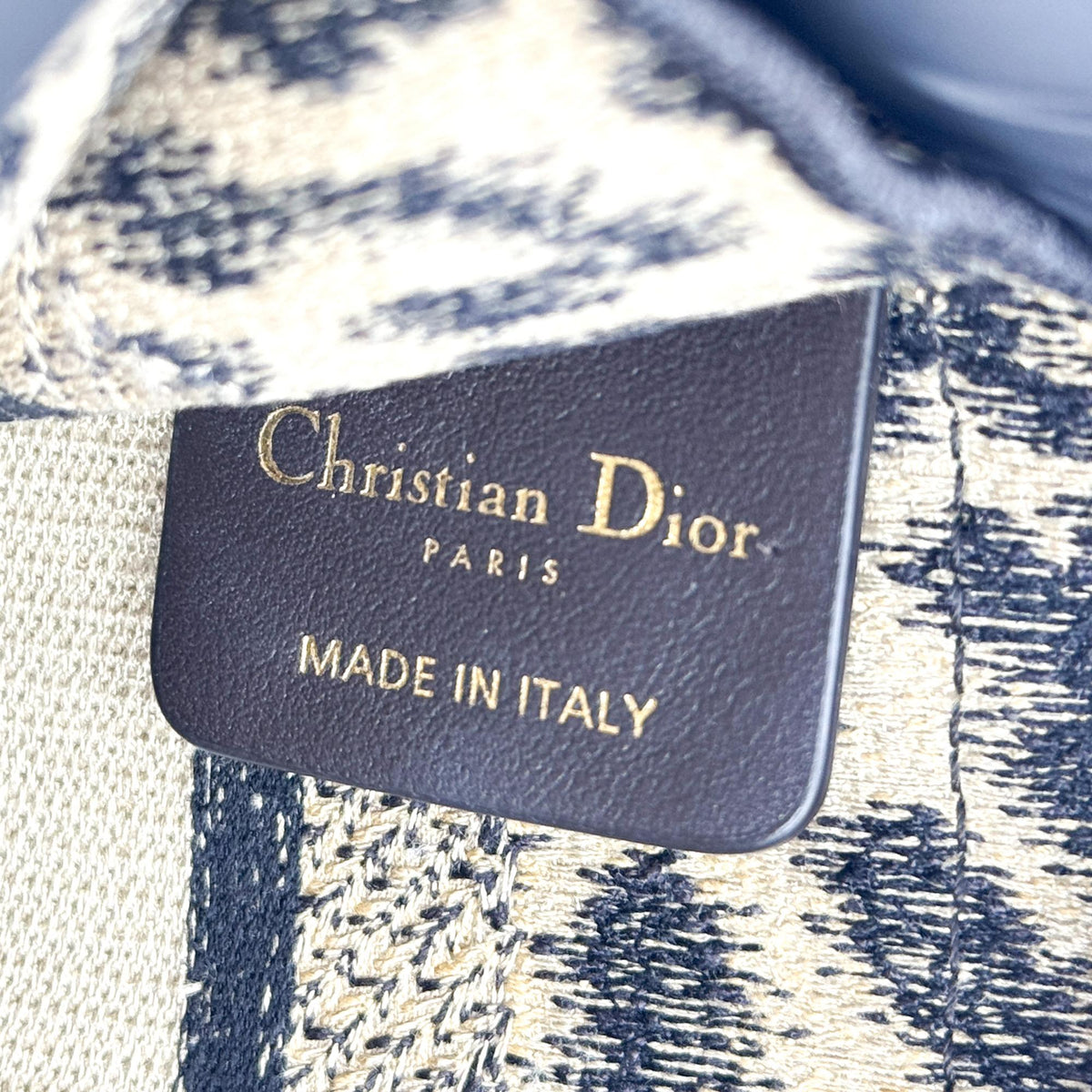 Christian Dior Book Mizza Embroidered Canvas Black Canvas Tote Bag Bag (Pre-Owned)
