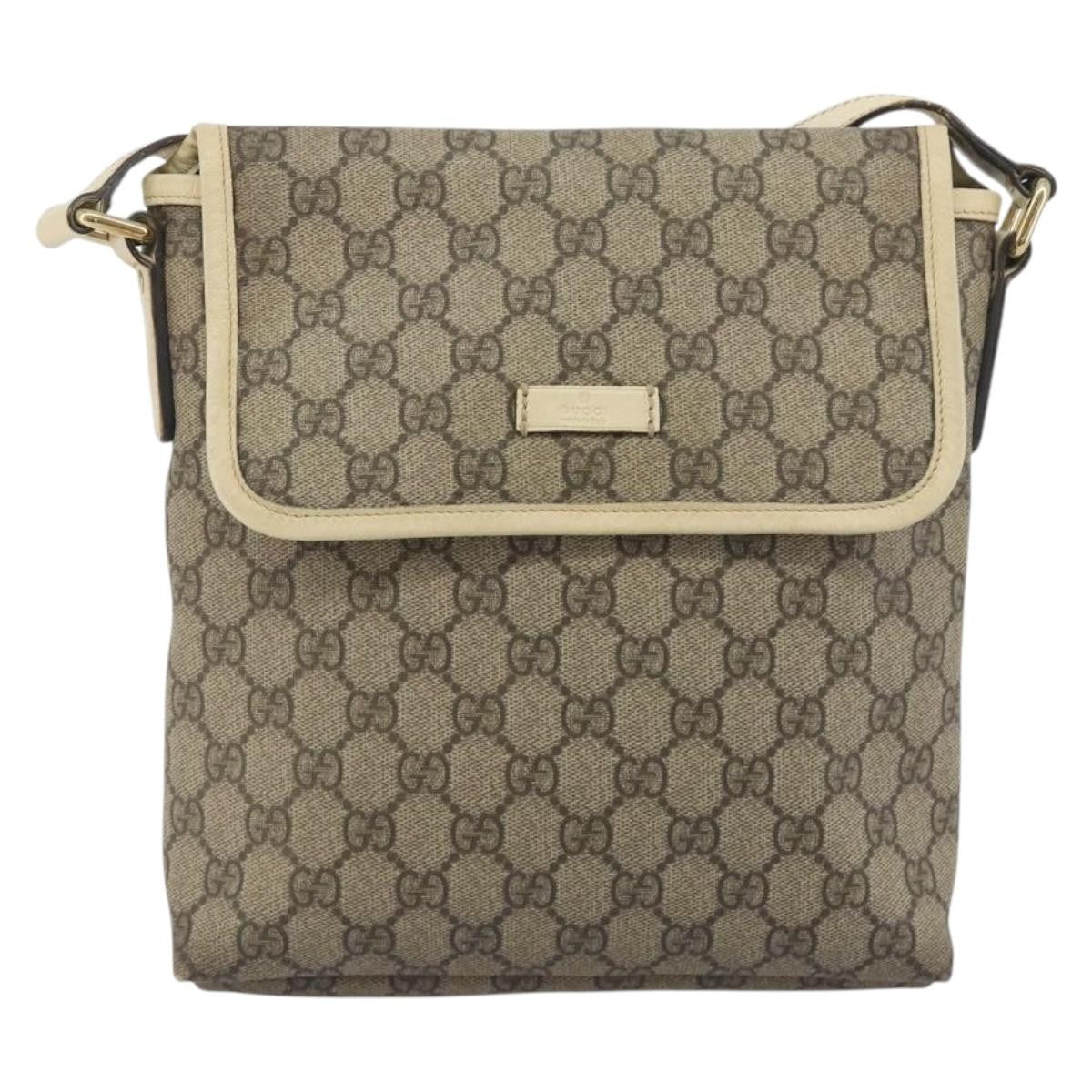 Gucci Flap Messenger Gg Coated Canvas Beige Canvas Shoulder Bag Bag (Pre-Owned)