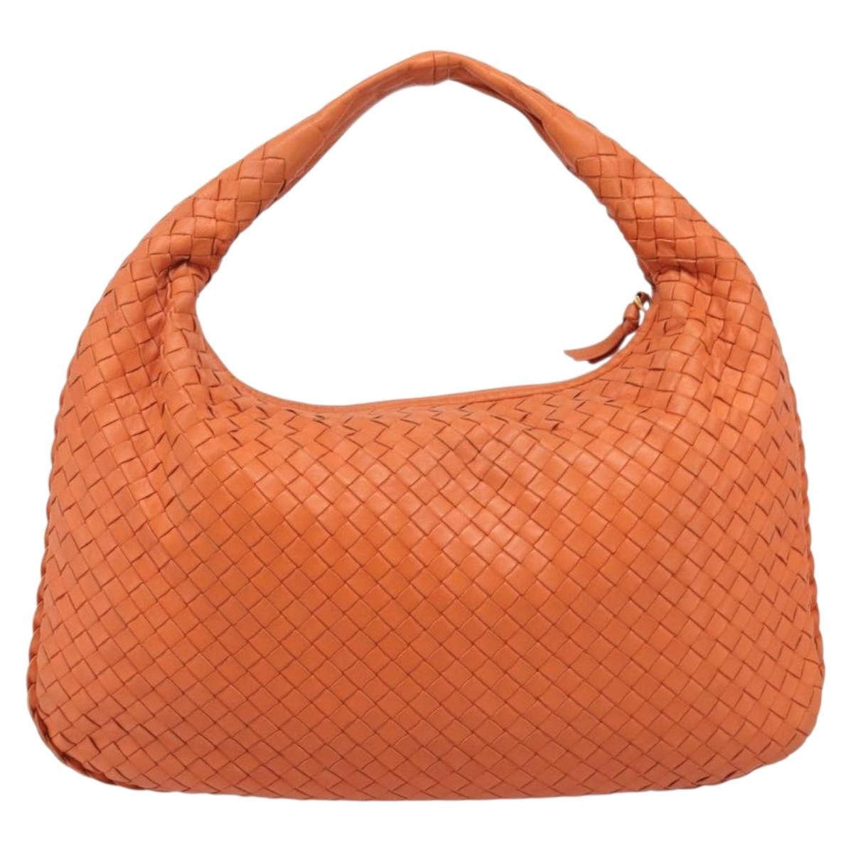 Bottega Veneta Veneta Hobo Intrecciato Nappa Orange Leather Shoulder Bag Bag (Pre-Owned)