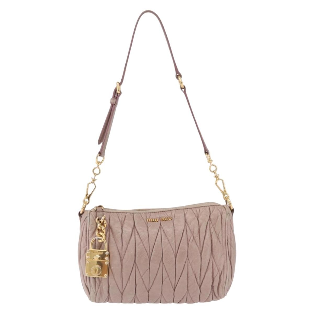 Miu Miu Shoulder Matelasse Leather Pink Leather Shoulder Bag Bag (Pre-Owned)
