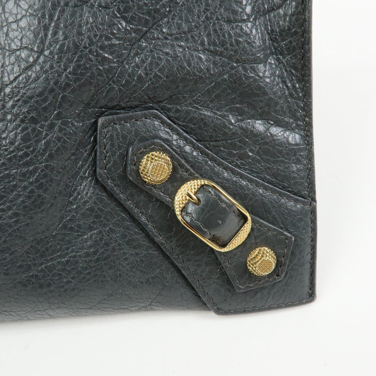 Balenciaga Zip Around Giant Studs Clutch Leather Gray Leather Clutche & Pouche Bag (Pre-Owned)