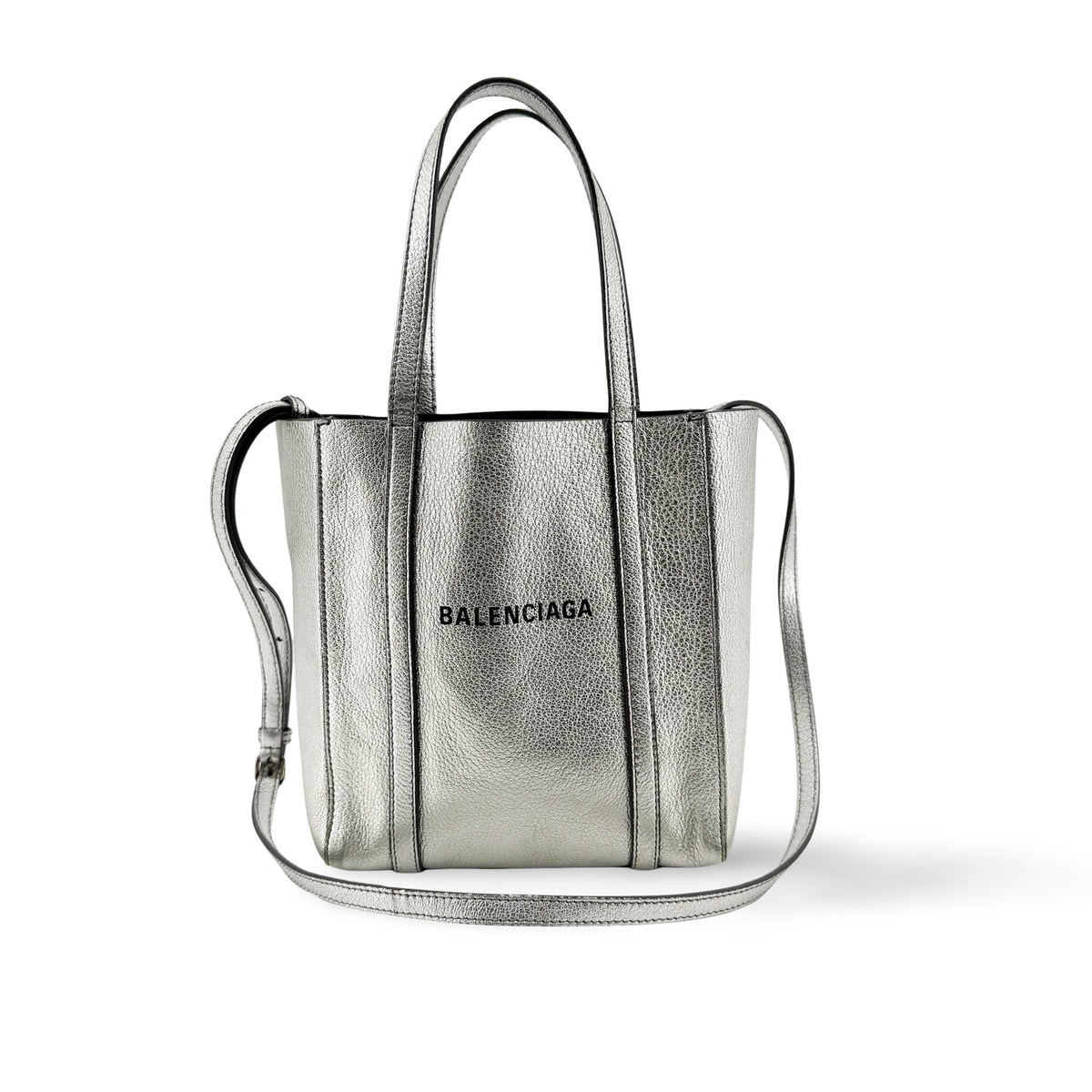 Balenciaga Everyday Patent Silver Leather Tote Bag Bag (Pre-Owned)