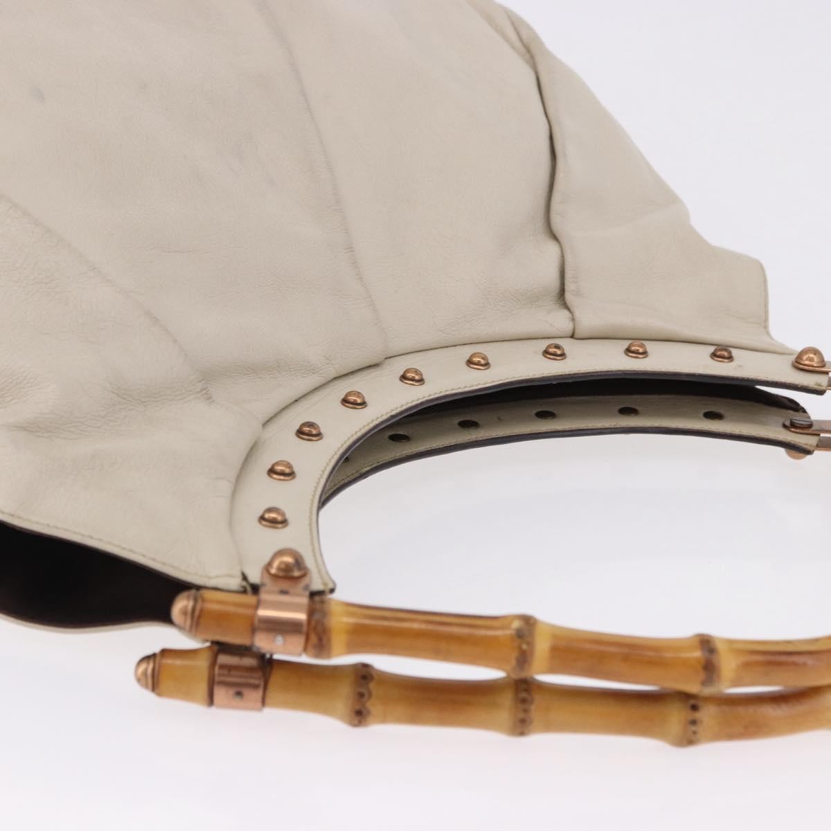 Gucci Vintage Bamboo Shoulder Leather Beige Leather Handbag (Pre-Owned)