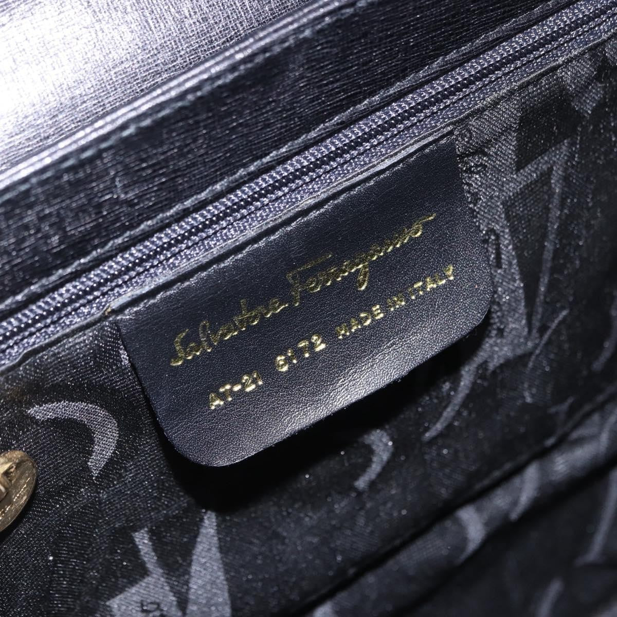 Salvatore Ferragamo Gancini Leather Black Leather Handbag (Pre-Owned)