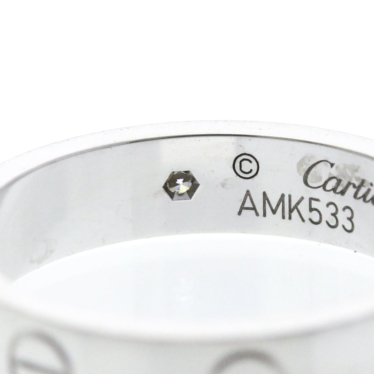 Cartier Love 1 Diamond Band White Gold And Diamond Silver White_Gold Ring Jewelry (Pre-Owned)