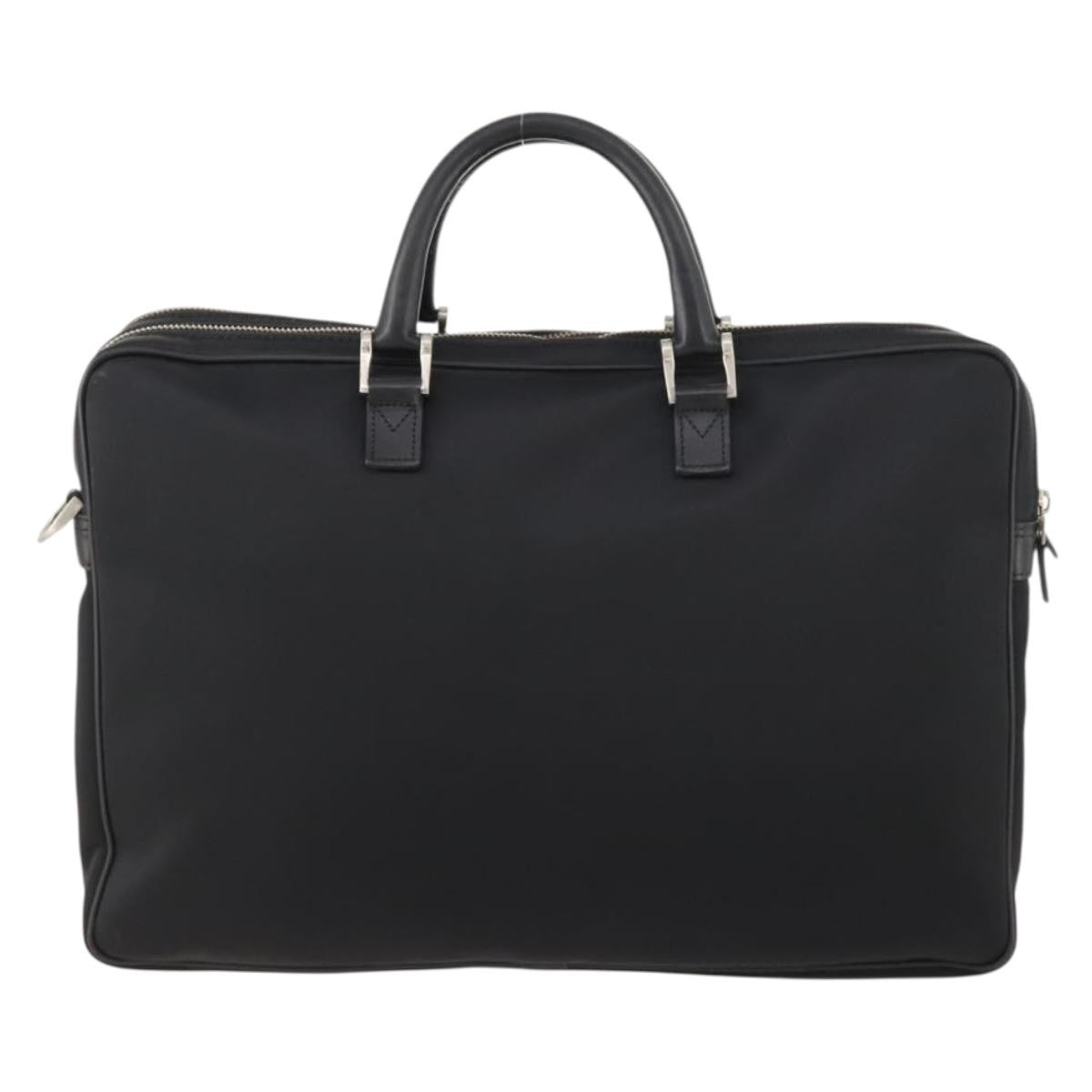Burberry Front Zip Pocket Convertible Leather Black Nylon Briefcase Bag (Pre-Owned)