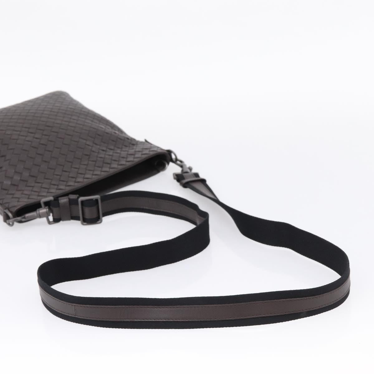 Bottega Veneta Flat Messenger Intrecciato Nappa Brown Leather Handbag (Pre-Owned)