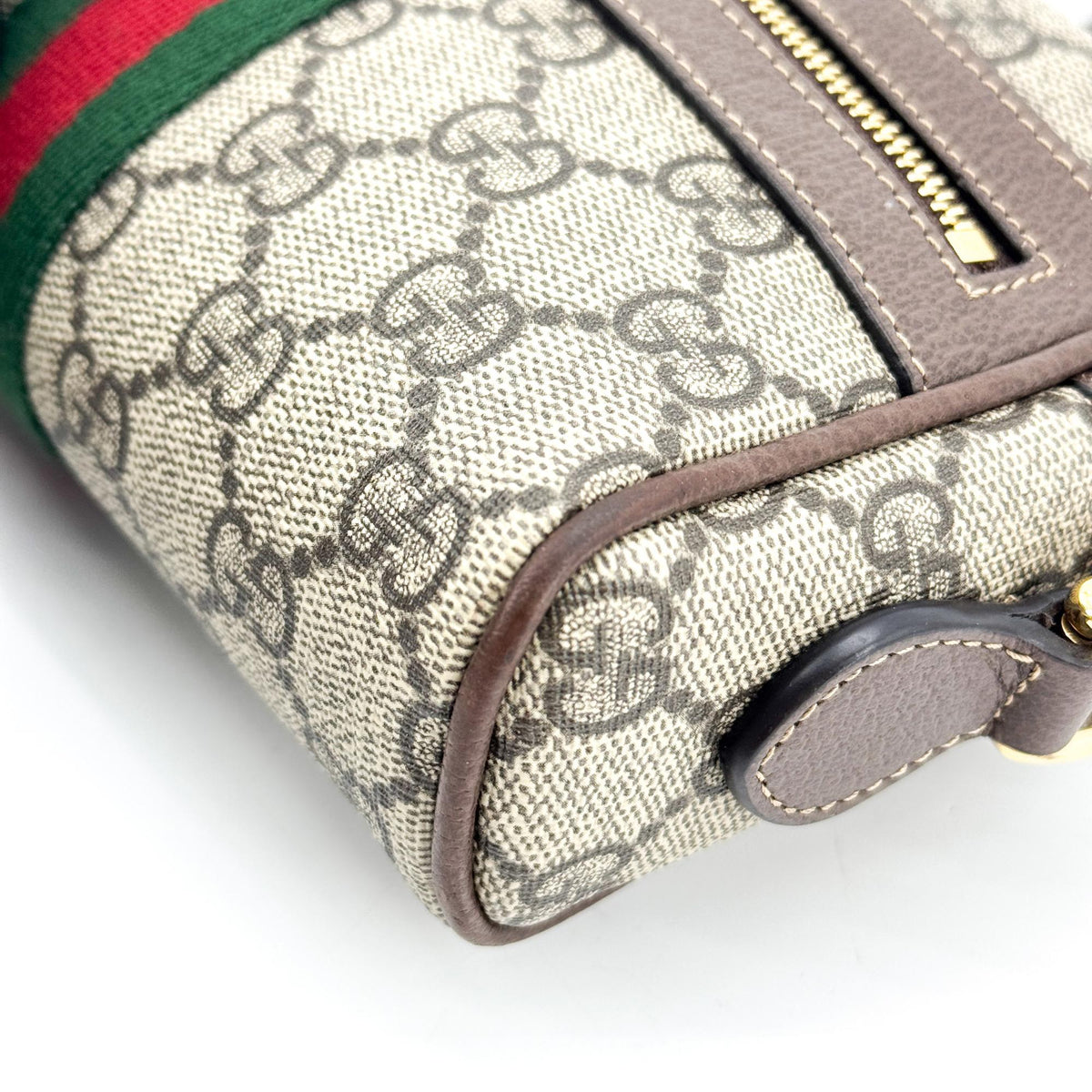 Gucci Ophidia Double Zip Gg Coated Canvas Brown Canvas Crossbody Bag Bag (Pre-Owned)