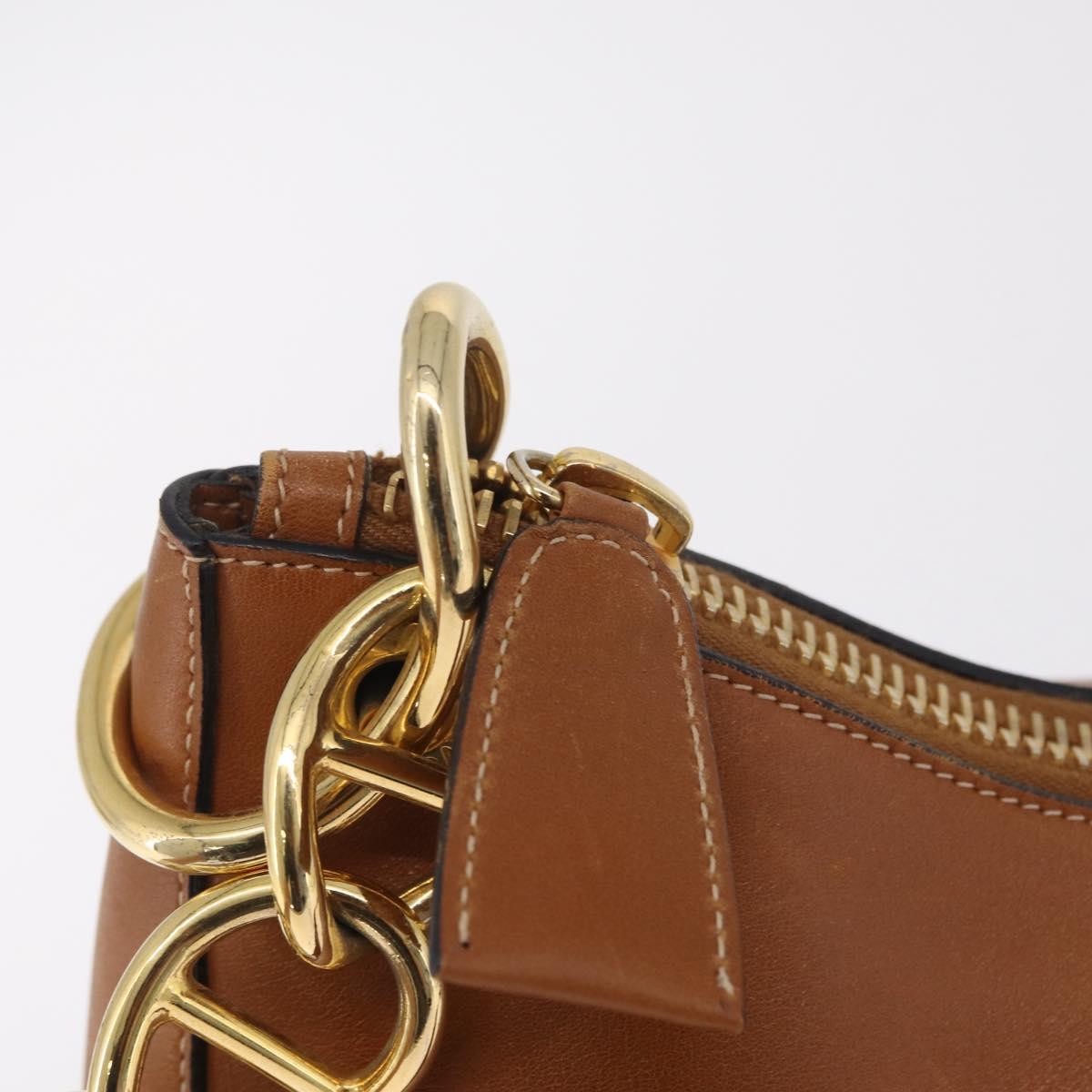 Prada Shoulder Leather Brown Leather Shoulder Bag Bag (Pre-Owned)