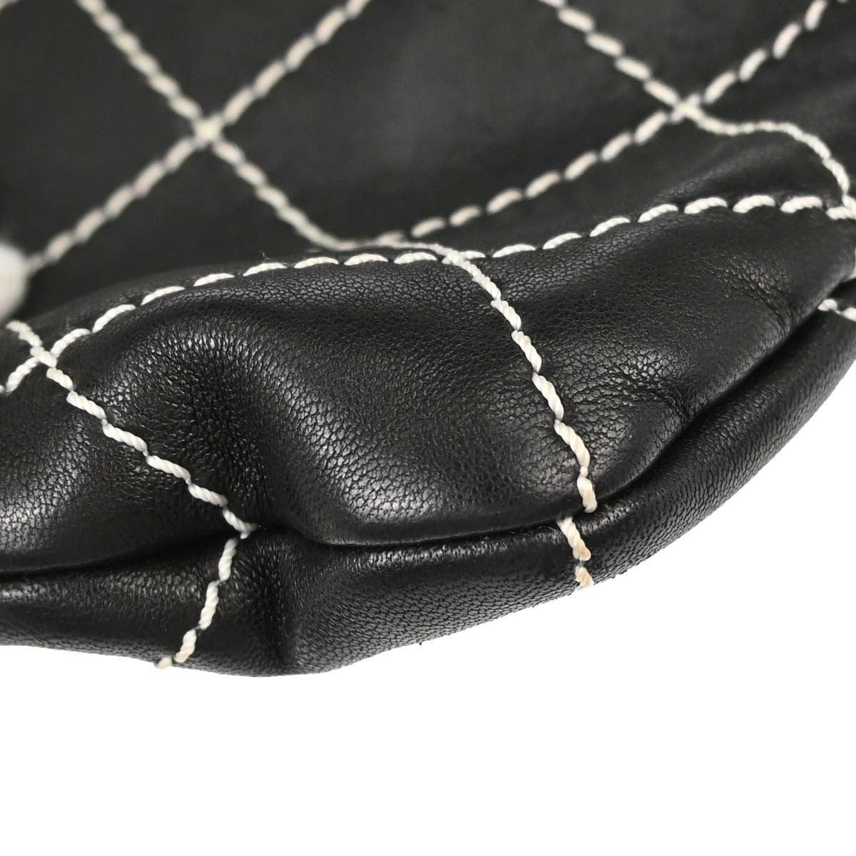 Chanel Surpique Chain Quilted Leather Black Calfskin Tote Bag Bag (Pre-Owned)