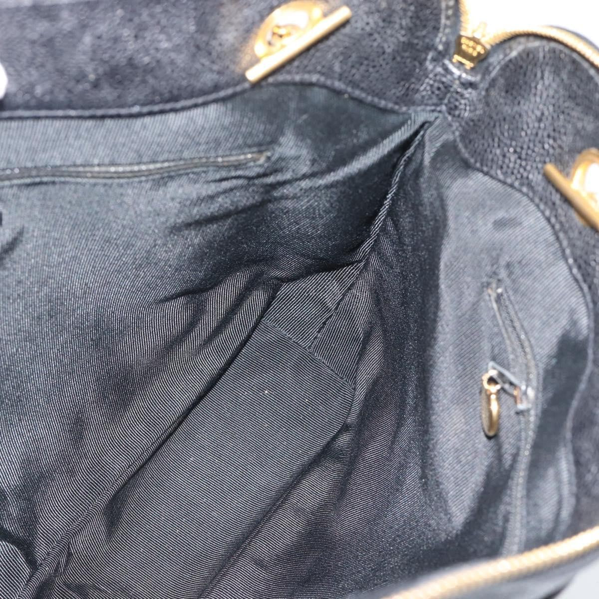Chanel Triple Cc Chain Shoulder Caviar Leather Black Leather Shoulder Bag Bag (Pre-Owned)
