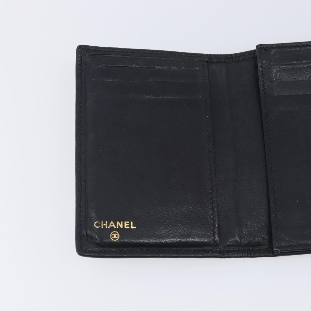 Chanel Timeless Bifold Card Case Caviar Black Leather Card Holders Accessory (Pre-Owned)
