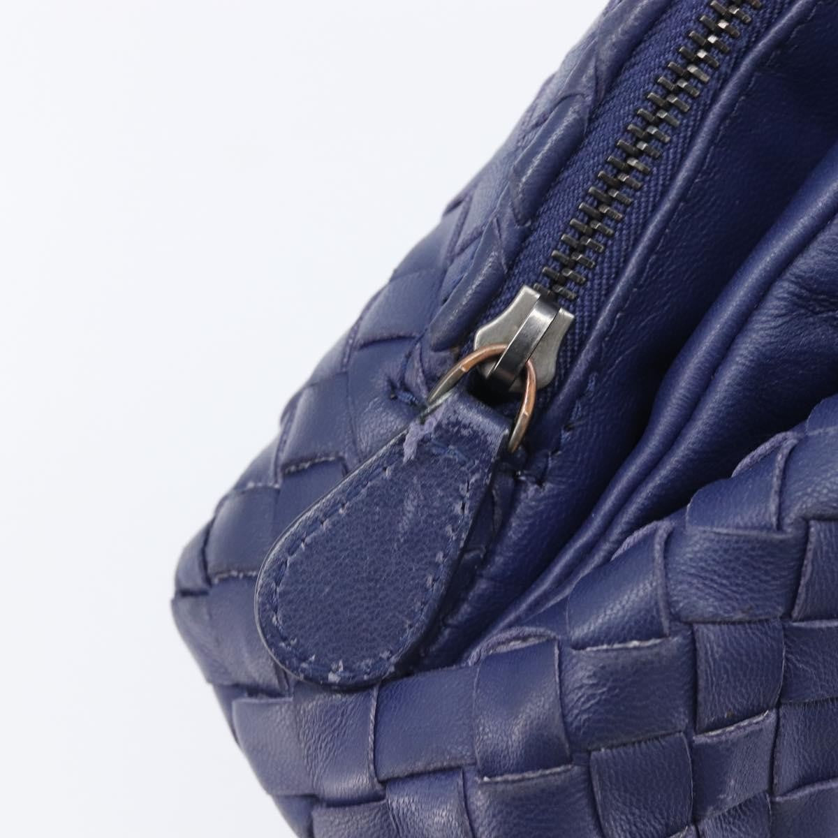 Bottega Veneta Compartment Chain Intrecciato Nappa Blue Leather Shoulder Bag Bag (Pre-Owned)