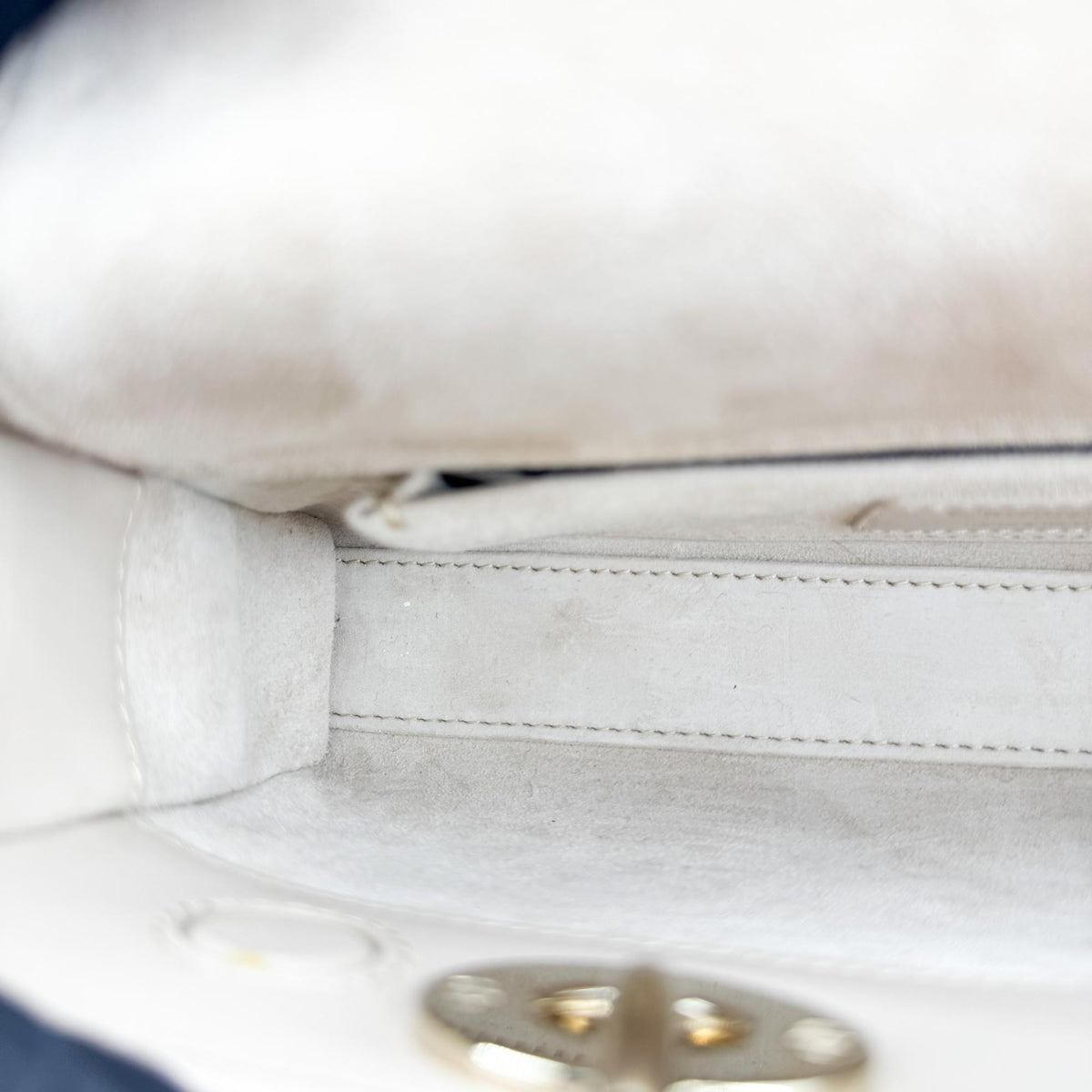 Christian Dior Lady D-Joy Cannage Quilt Lambskin Beige Leather Handbag (Pre-Owned)