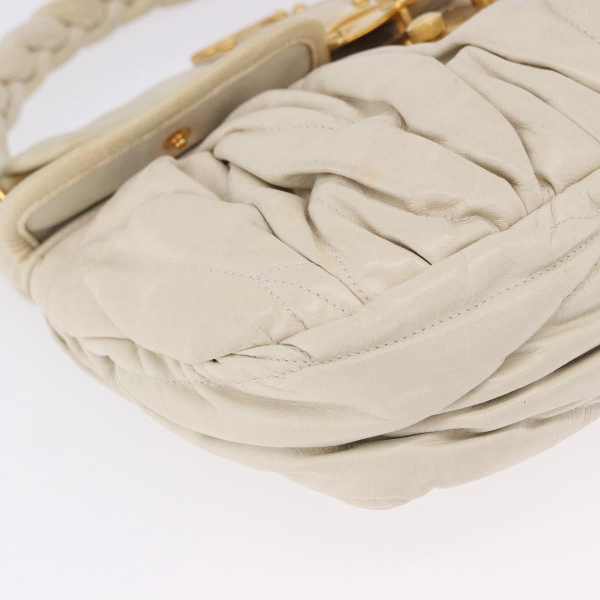 Miu Miu Coffer Hobo Matelasse Leather Beige Leather Handbag (Pre-Owned)