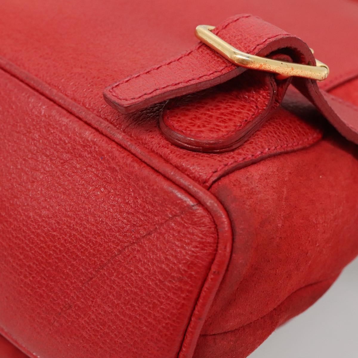 Gucci Vintage Bamboo Suede Red Suede Backpack Bag (Pre-Owned)