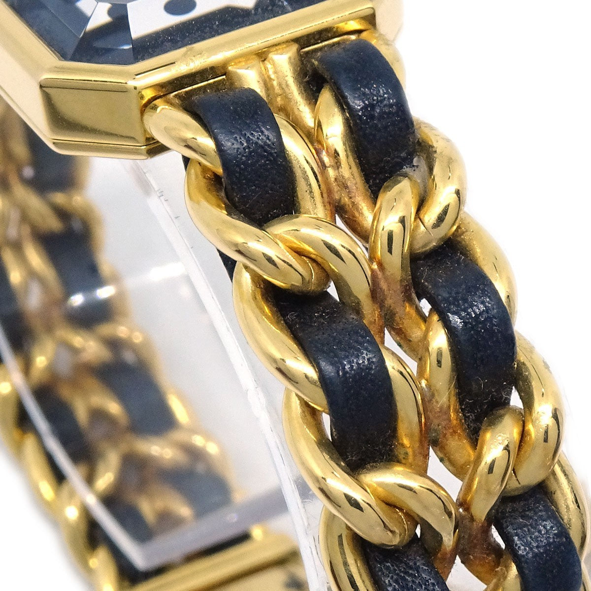 Chanel Premiere Rock Quartz Plated Metal And Leather Watch (Pre-Owned)