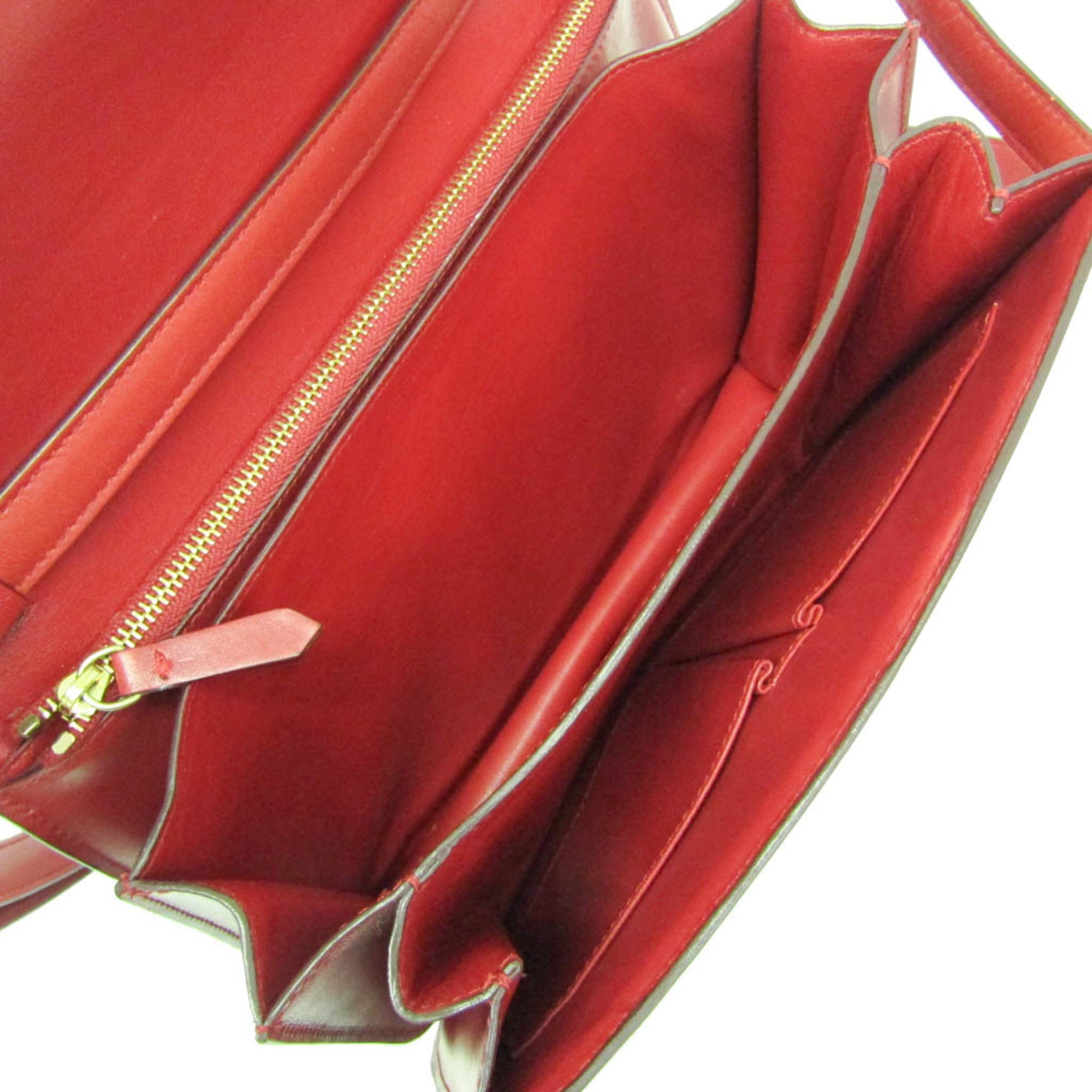 Celine Classic Box Smooth Leather Red Calfskin Handbag (Pre-Owned)