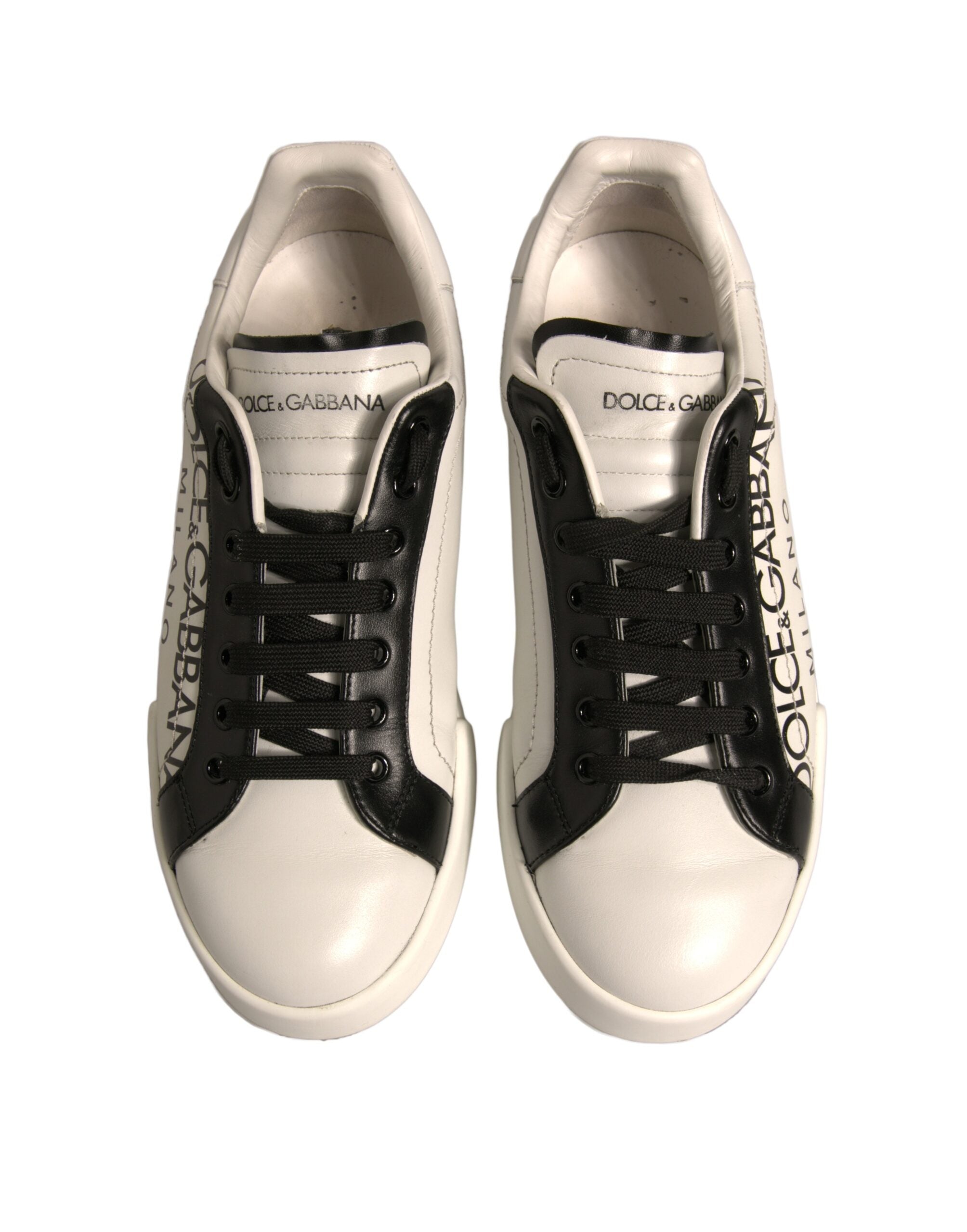 Dolce & Gabbana White Black Leather Crown Milano Sneakers Men's Shoes (Pre-Owned)