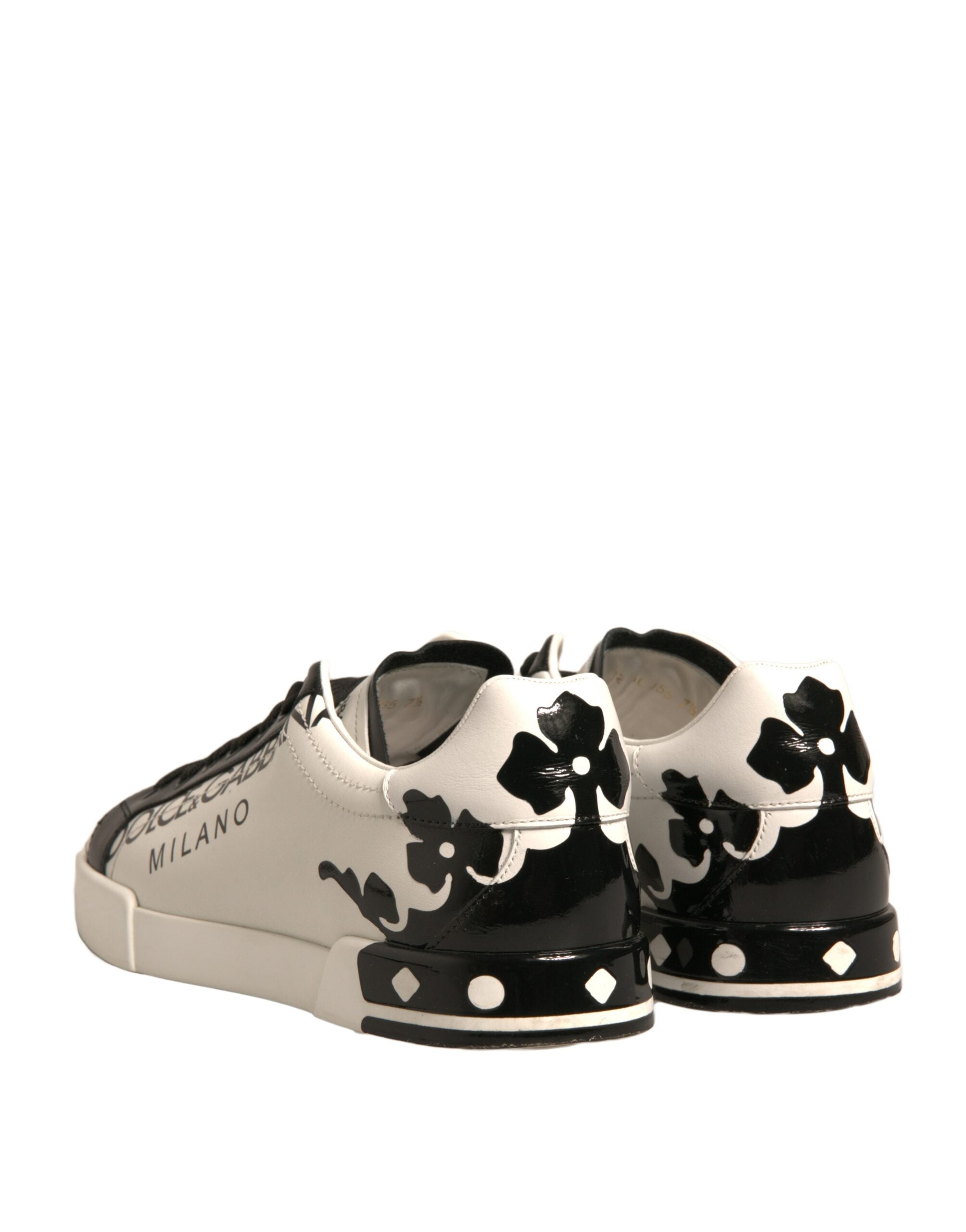 Dolce & Gabbana White Black Leather Crown Milano Sneakers Men's Shoes (Pre-Owned)