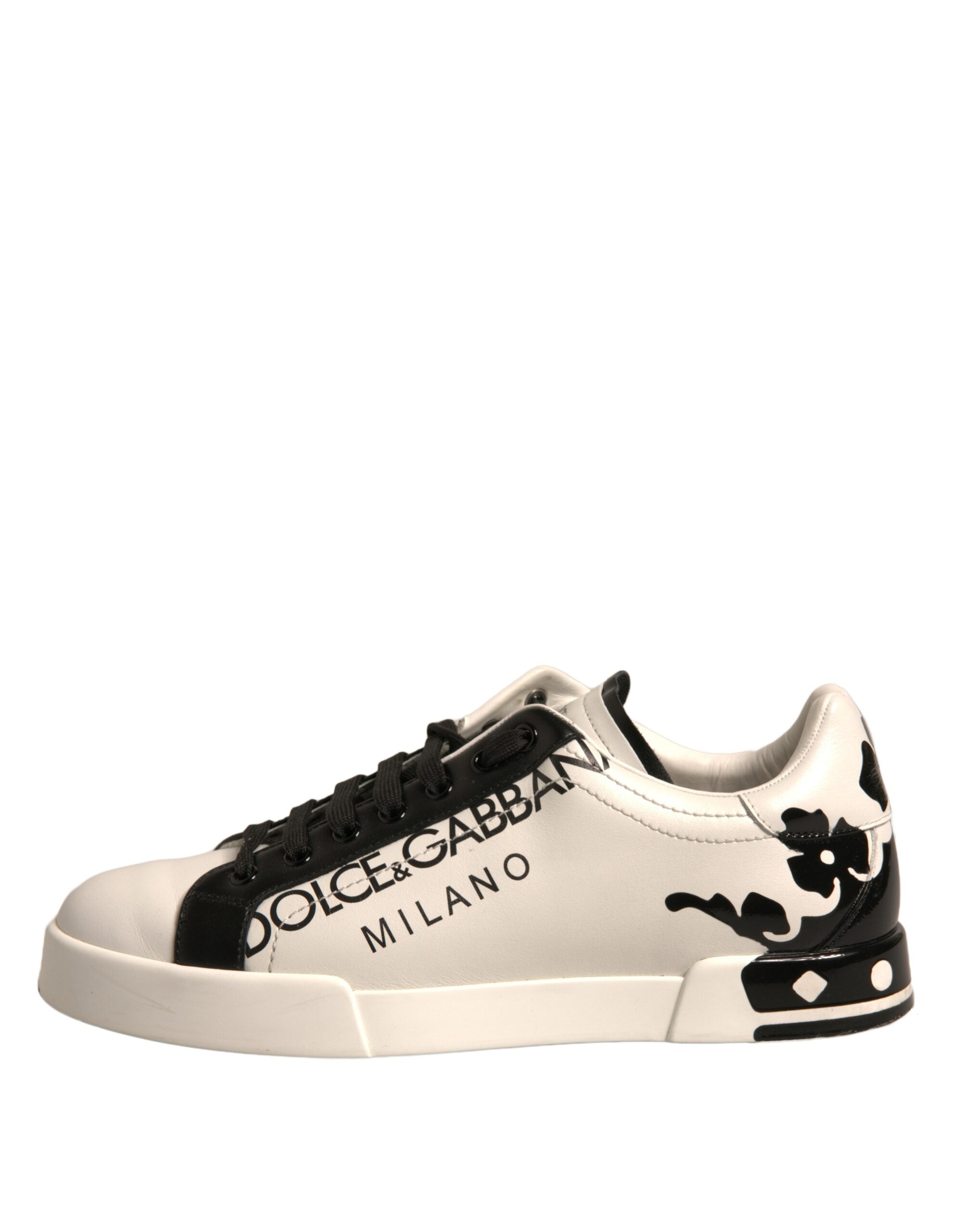 Dolce & Gabbana White Black Leather Crown Milano Sneakers Men's Shoes (Pre-Owned)