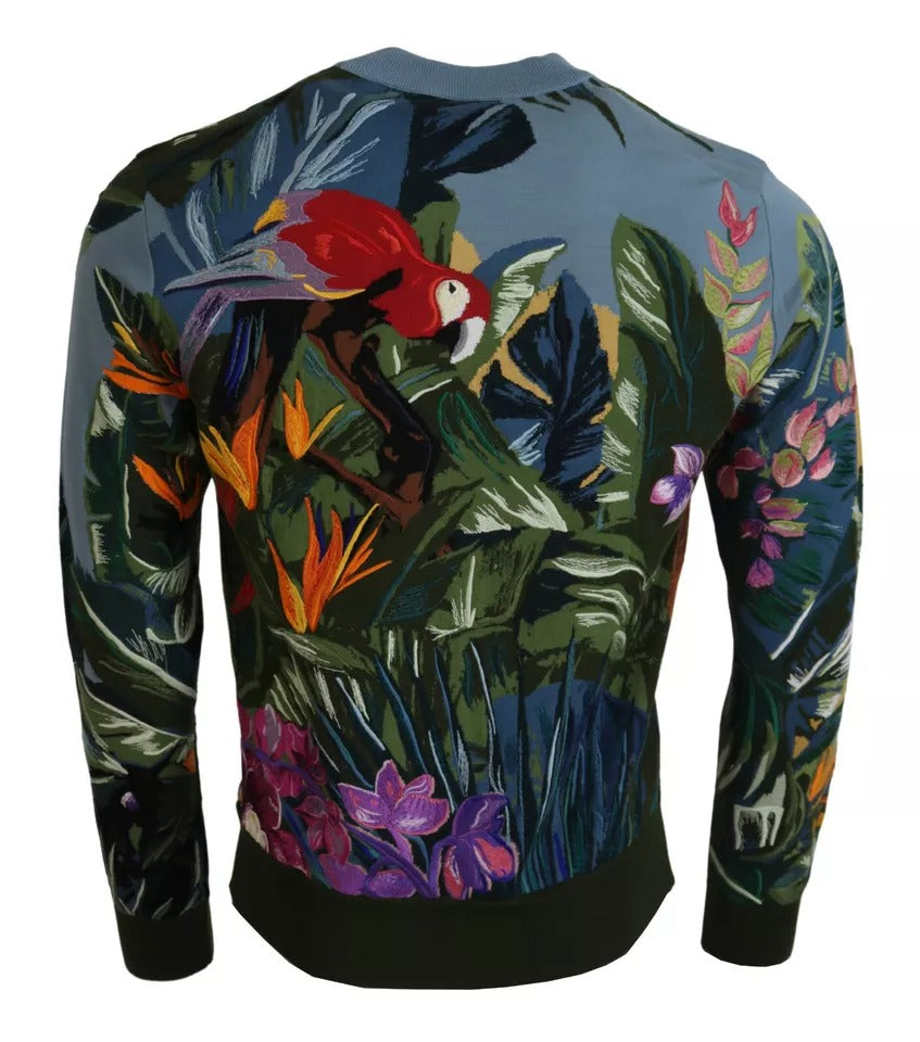 Dolce & Gabbana Jungle Wool Silk Pullover Logo Men's Sweater