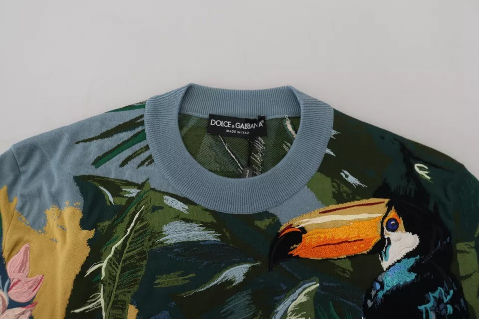 Dolce & Gabbana Jungle Wool Silk Pullover Logo Men's Sweater