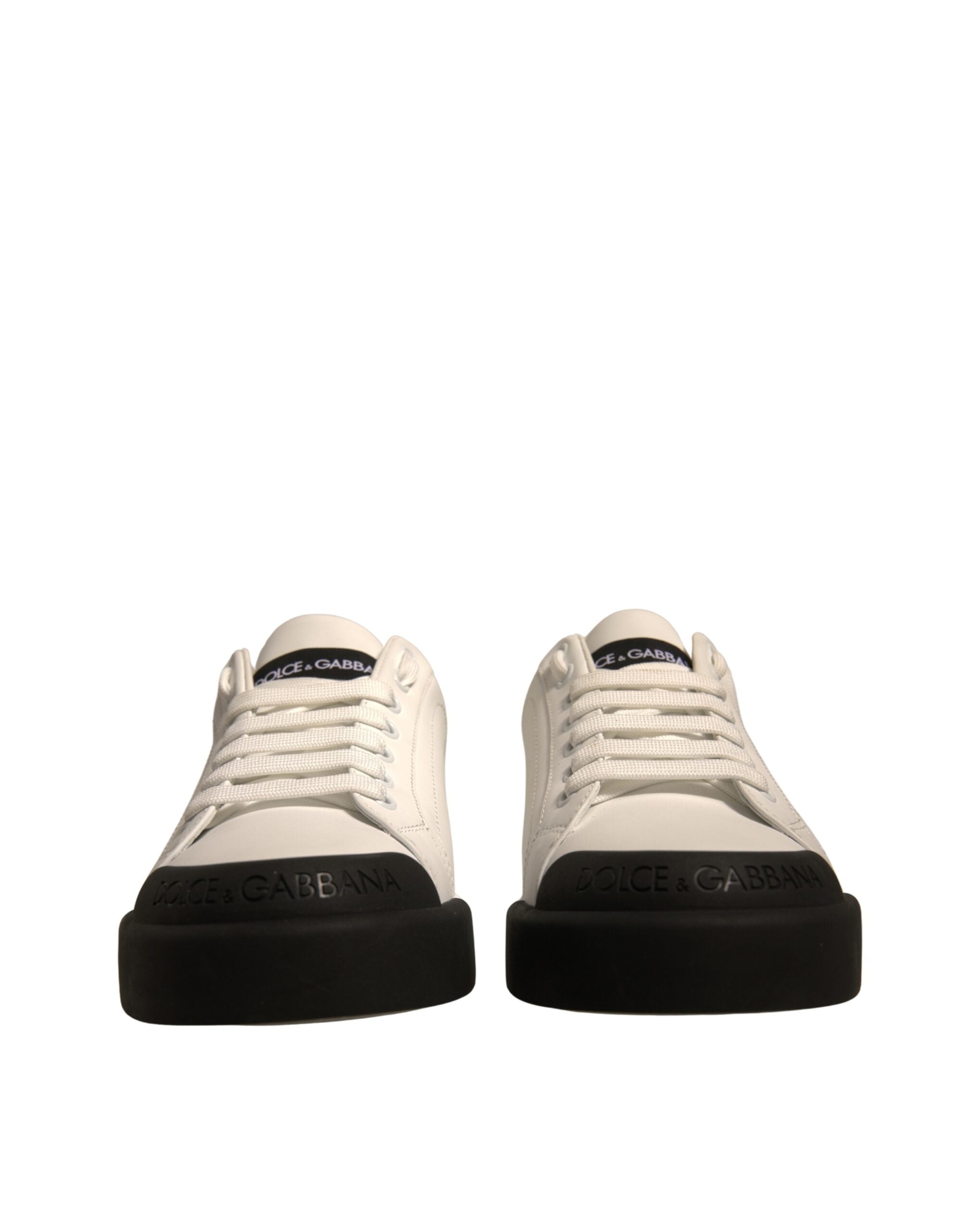 Dolce & Gabbana White Leather Logo Portofino Sneakers Men's Shoes (Pre-Owned)