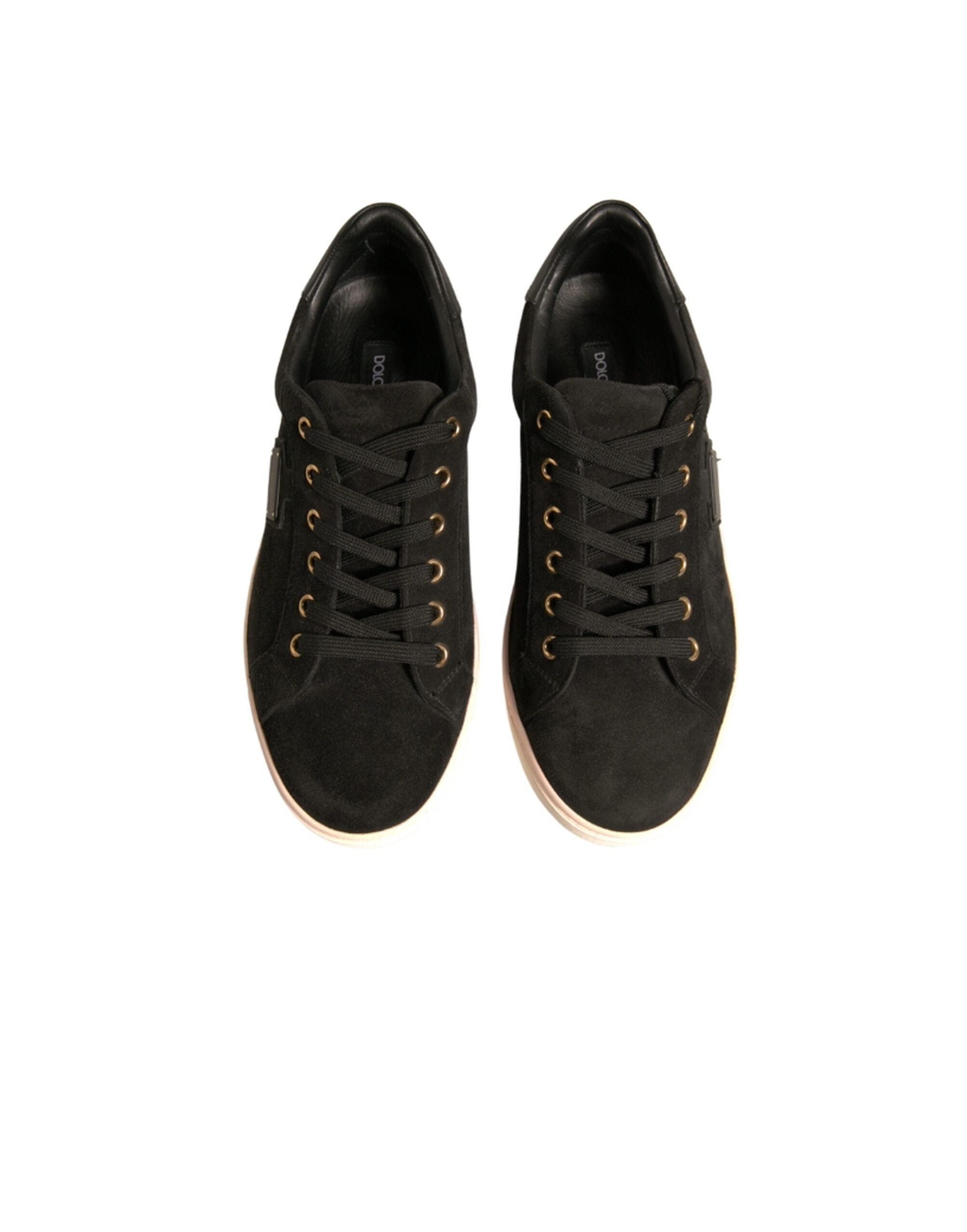 Dolce & Gabbana Black Logo Suede Leather Men Sneakers Men's Shoes (Pre-Owned)