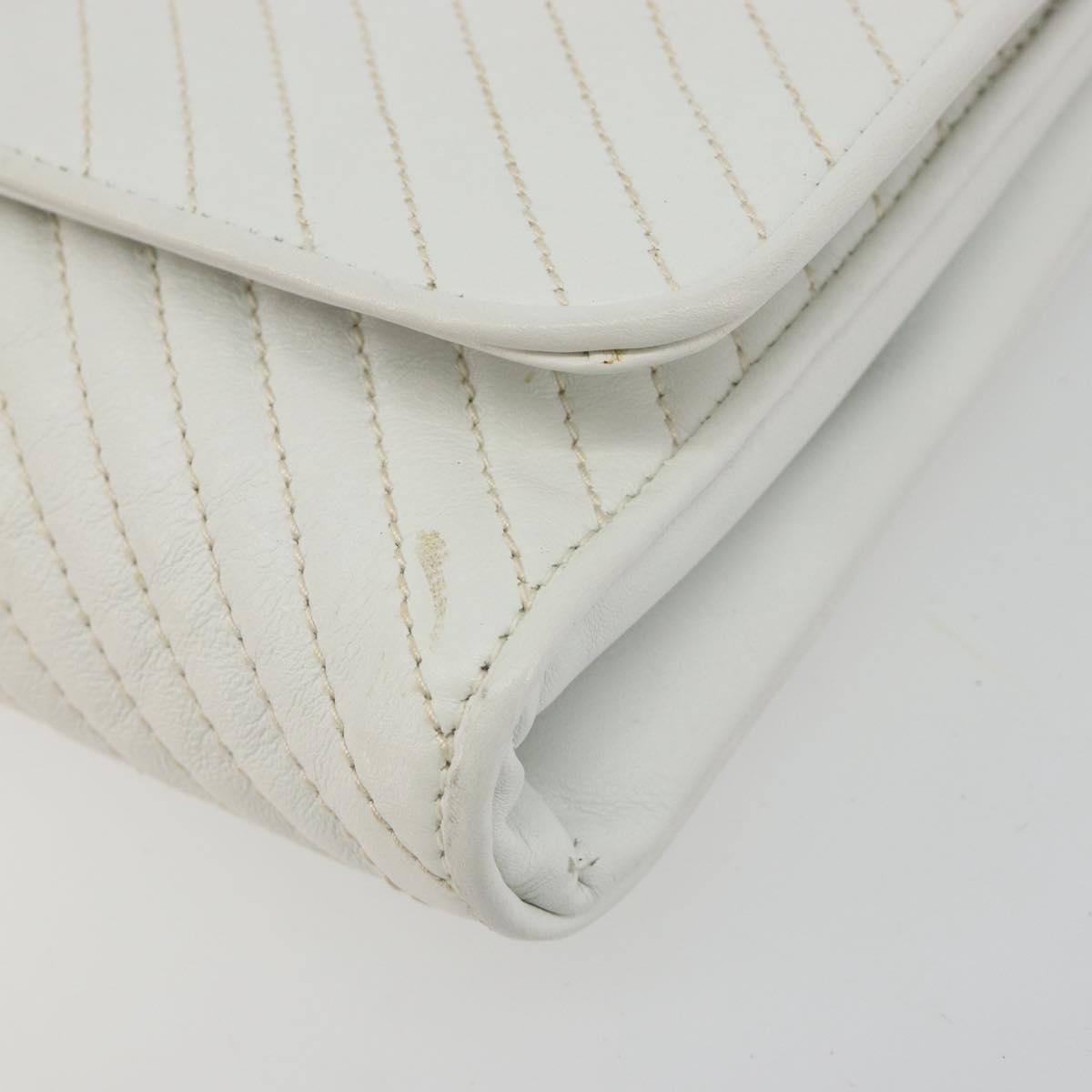 Celine Vintage Flap Quilted Leather White Leather Shoulder Bag Bag (Pre-Owned)