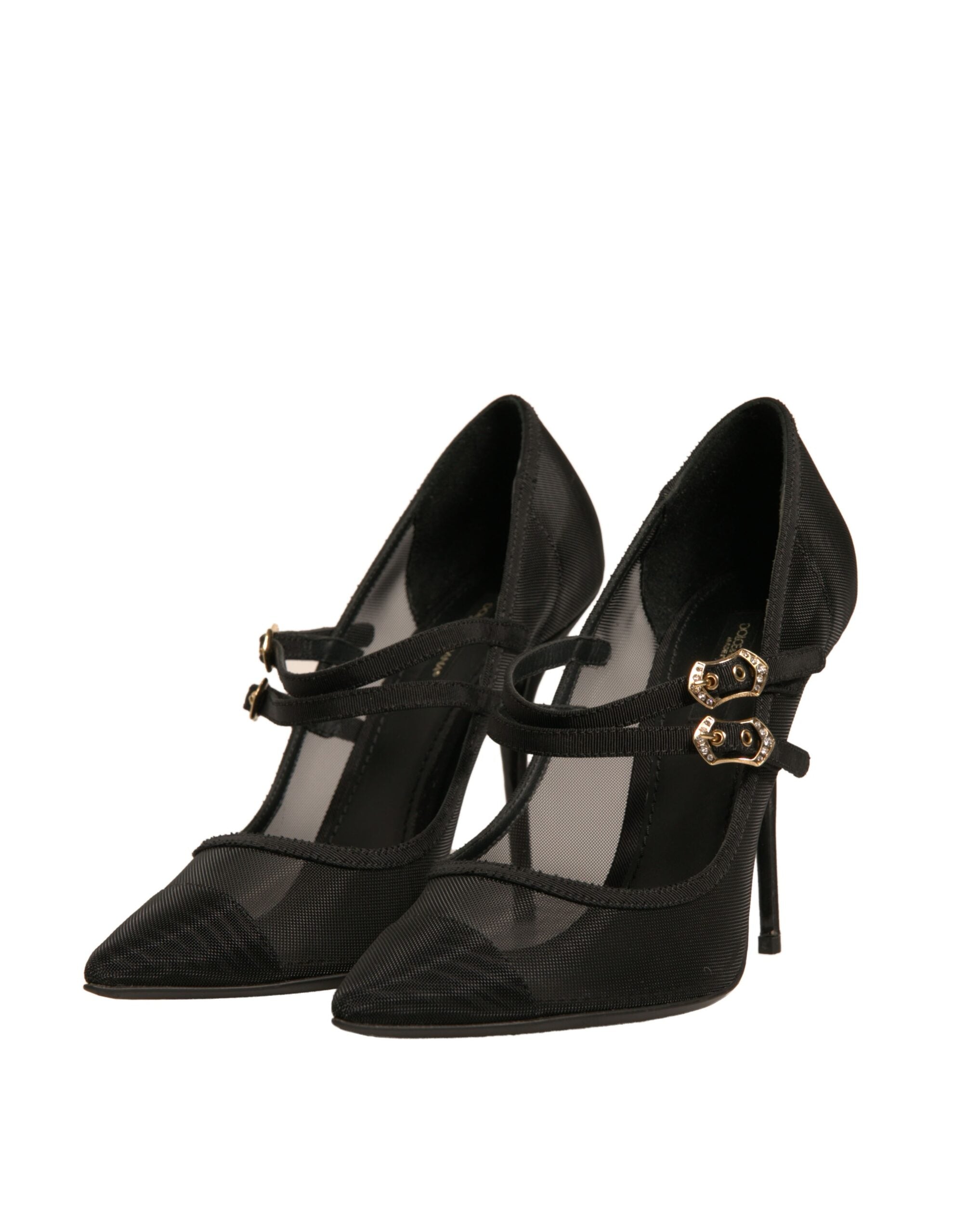 Dolce & Gabbana Black Mesh Mary Jane High Heels Pumps Women's Shoes