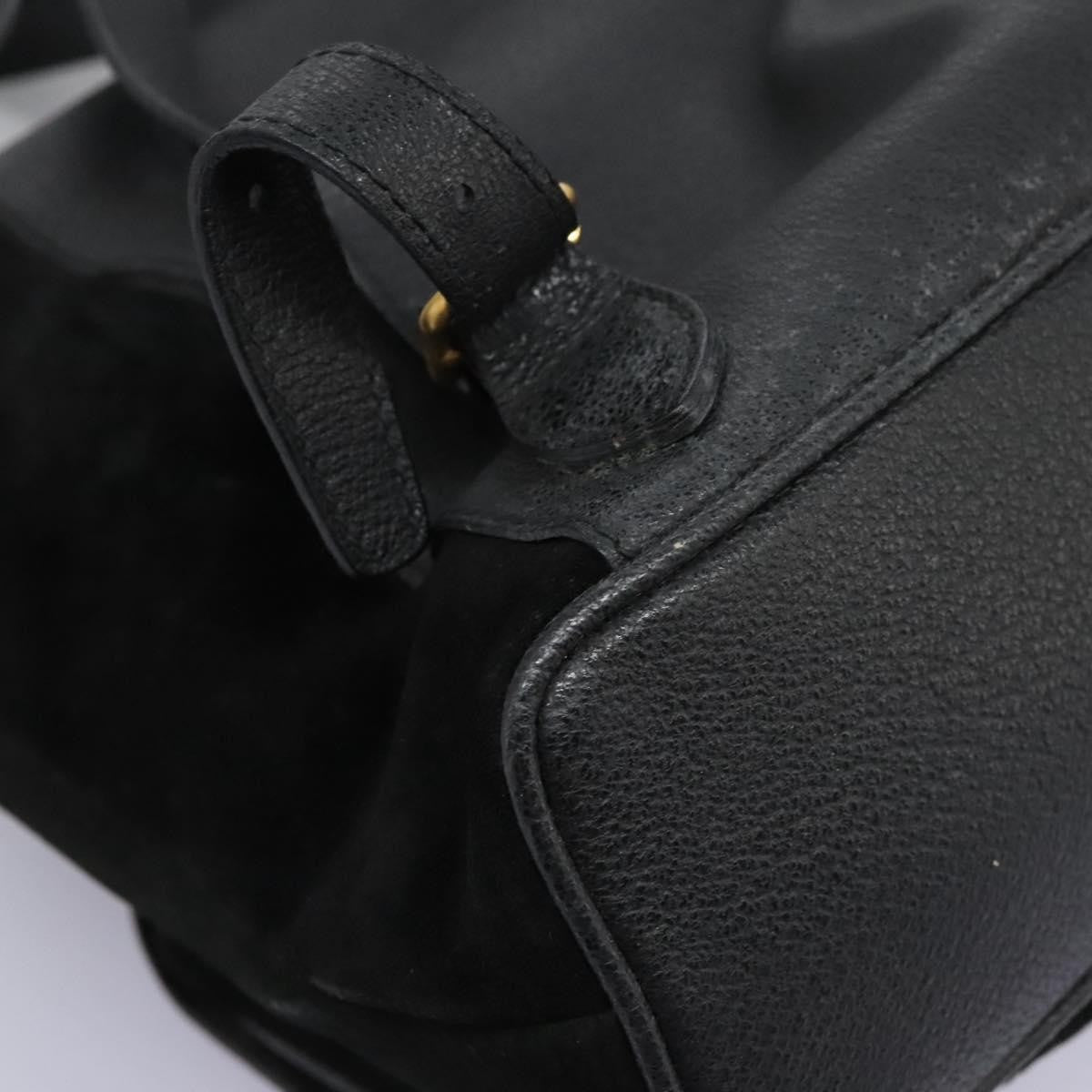 Gucci Vintage Bamboo Suede And Leather Black Suede Backpack Bag (Pre-Owned)