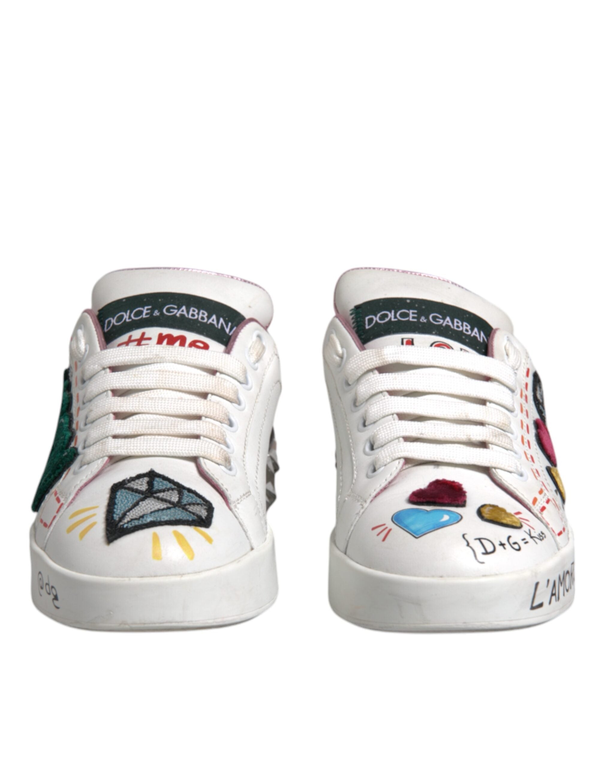 Dolce & Gabbana White Sequined Crystal Low Top Sneakers Women's Shoes (Pre-Owned)
